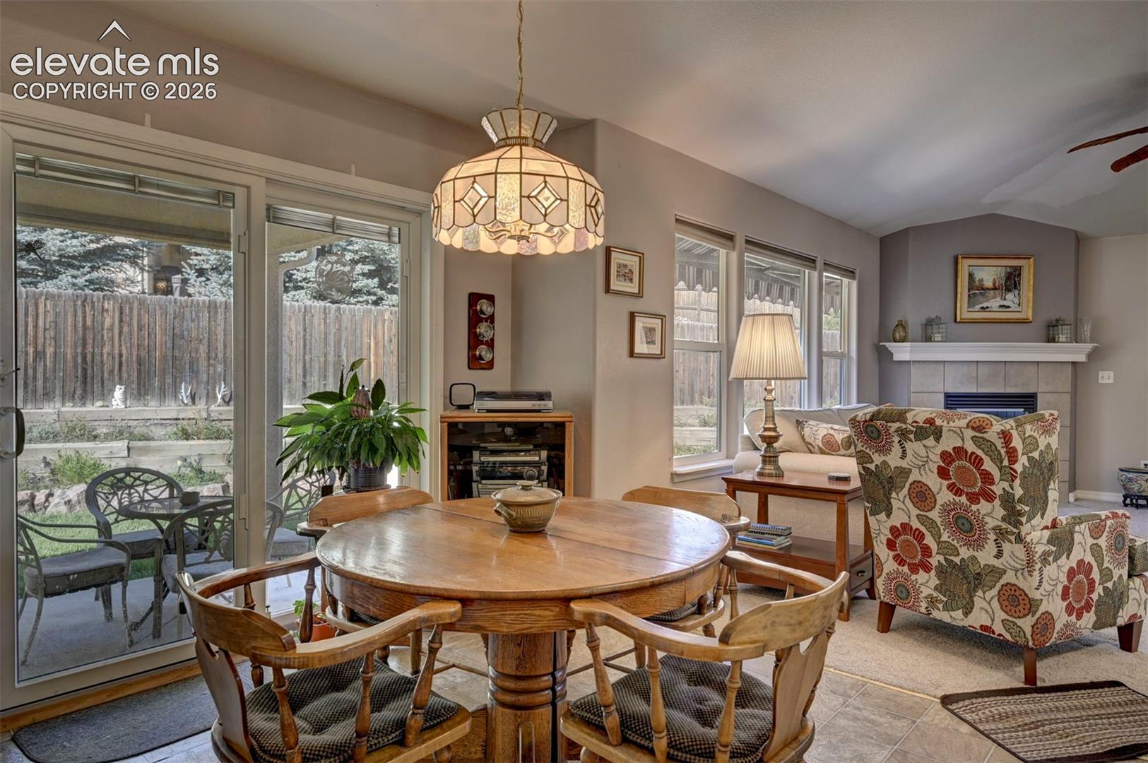 Dining area over looking the living room.