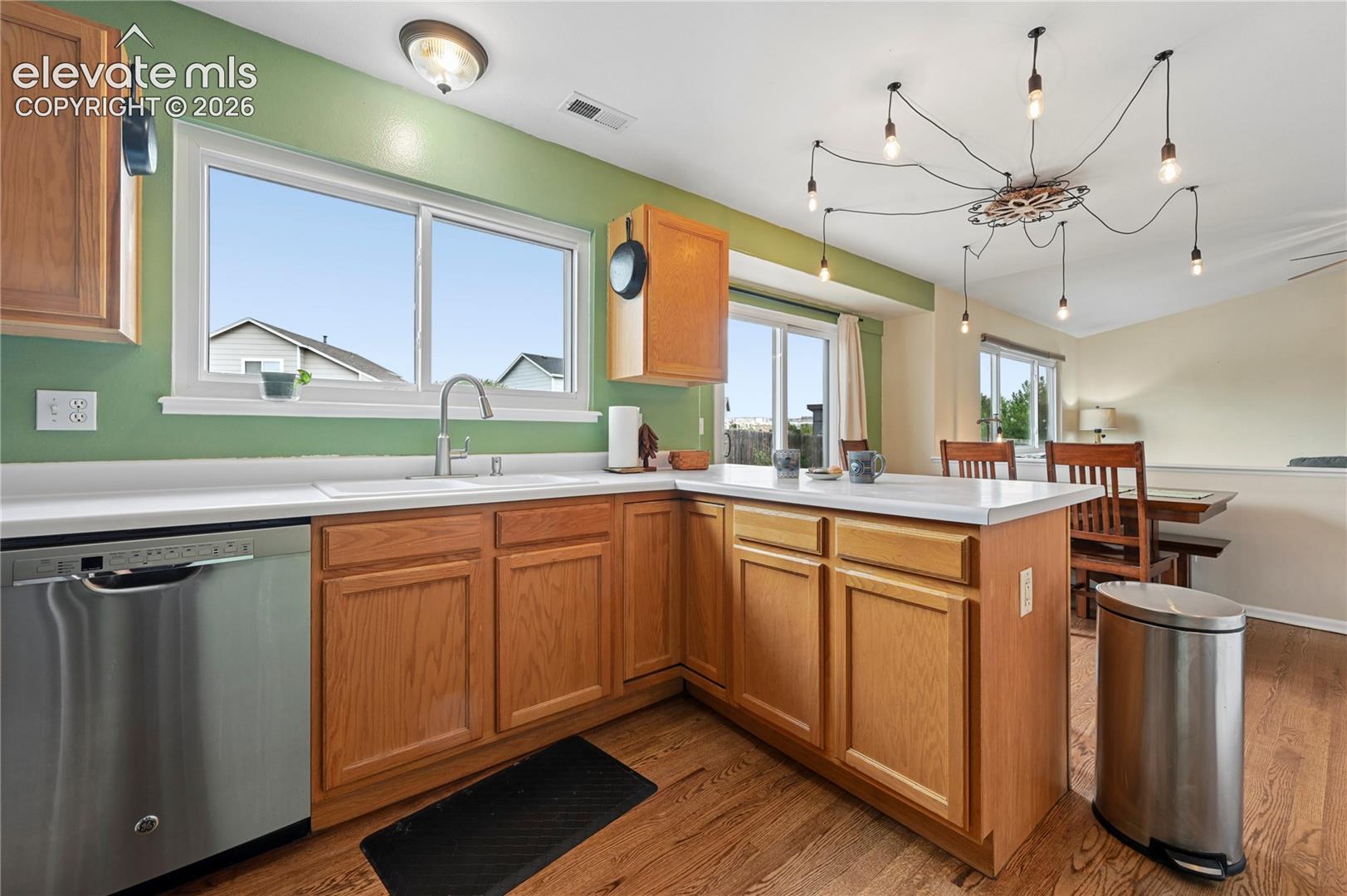 Kitchen and joined main level living areas