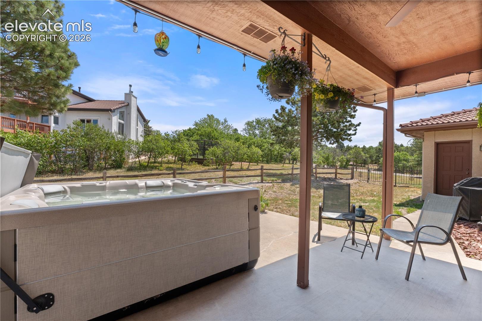 The back patio is the perfect place to relax and unwind on the covered patio.