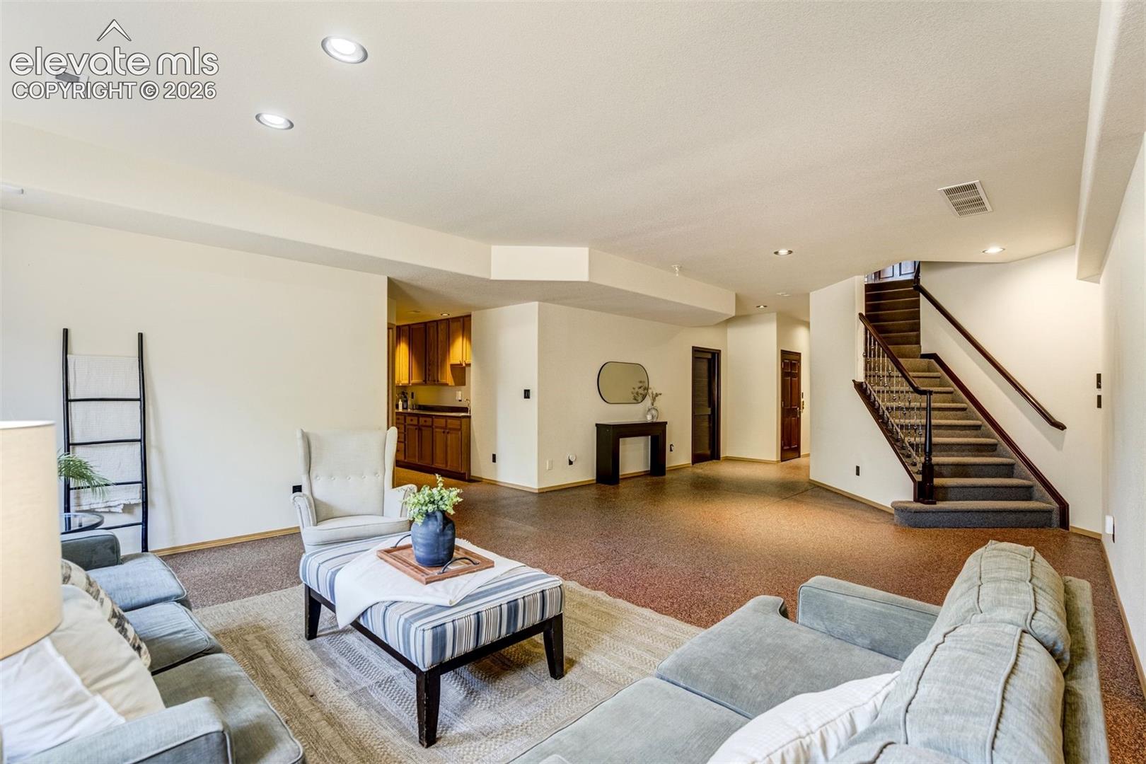 A welcoming space in the basement. 