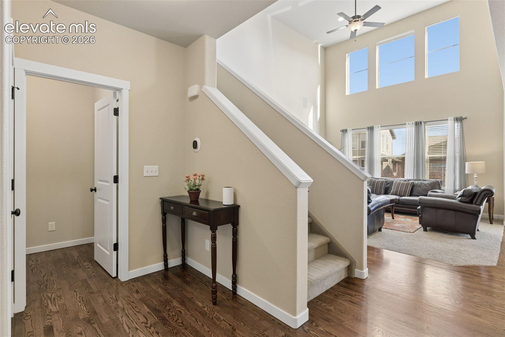 There is a dry mud room and coat closet that walks in from the garage