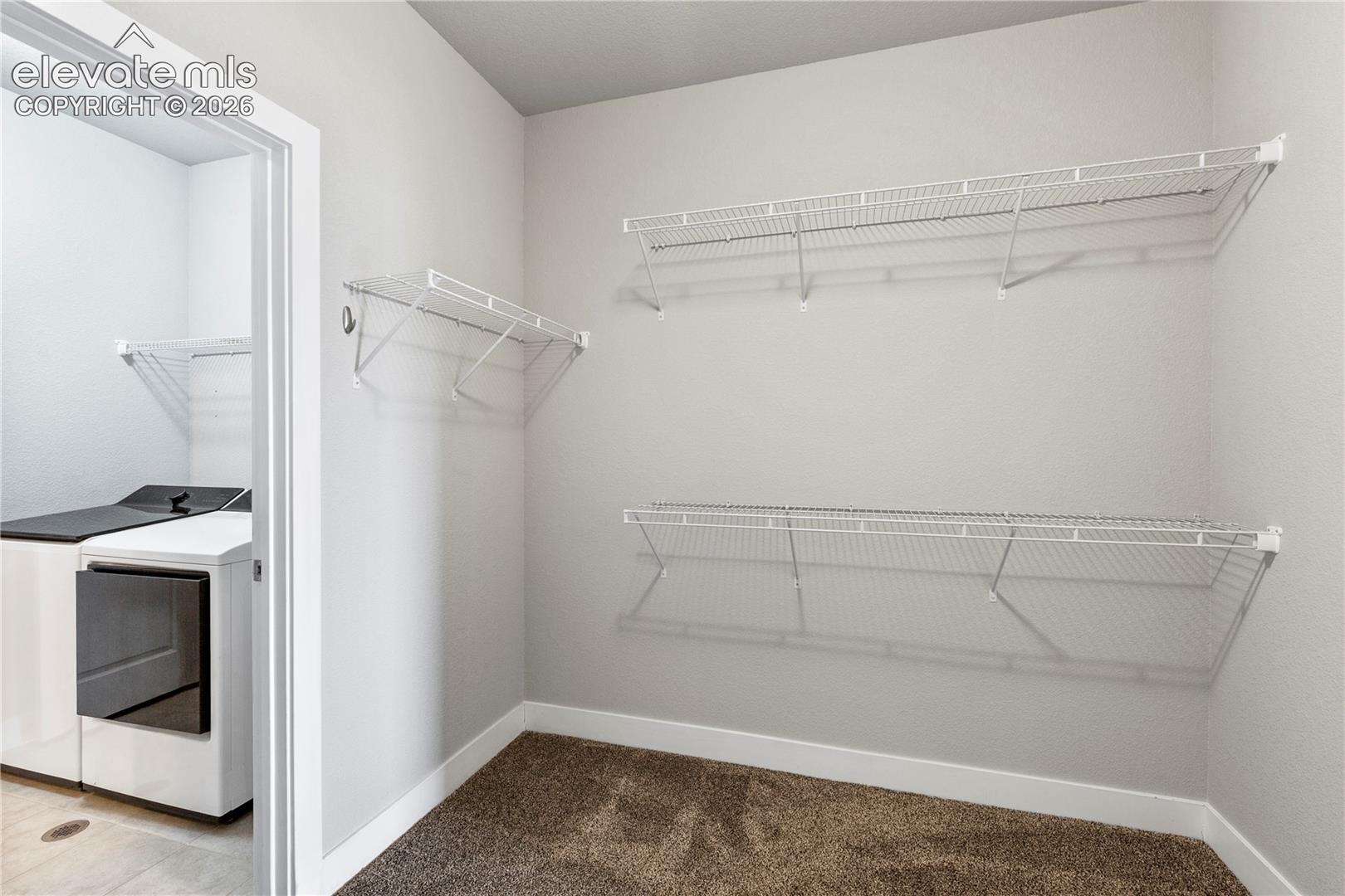 Walk in closet for primary bedroom