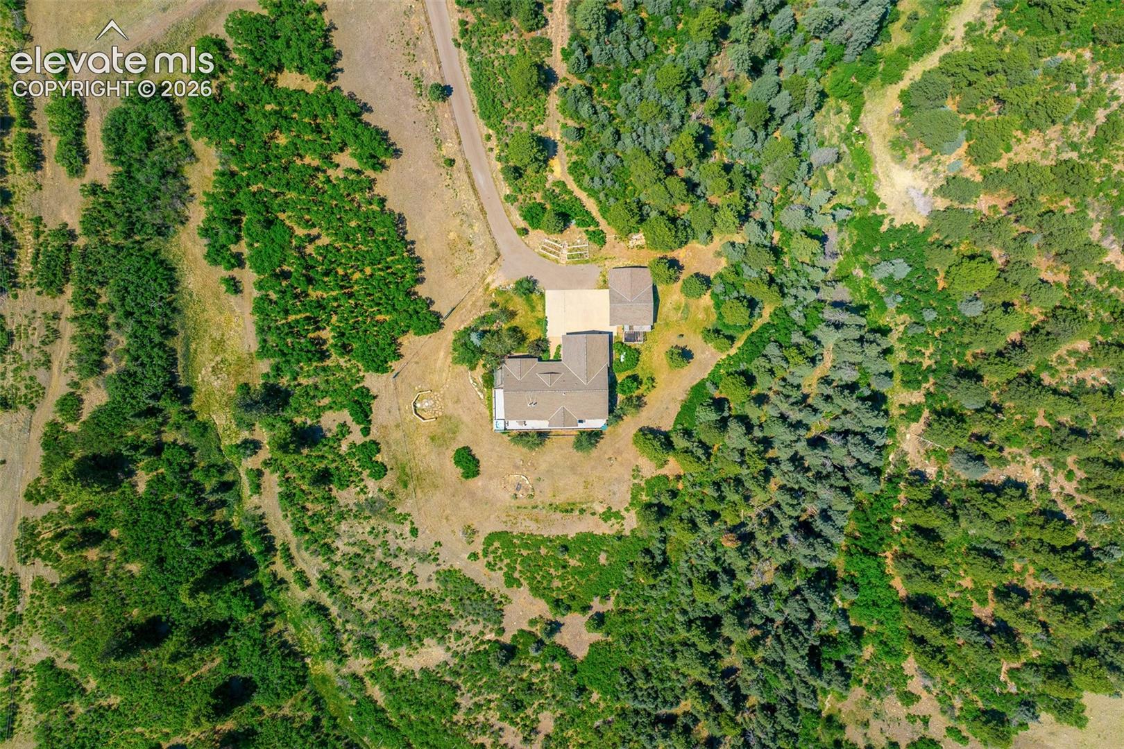 Aerial view of home photographed June 2026