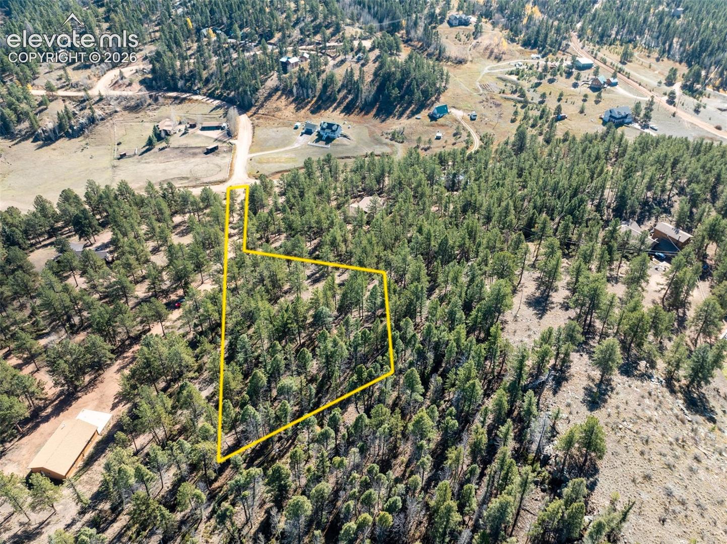 Aerial view of included Vacant parcel Lot 112 (2.50 acres). Property Lines are Approximate and not a survey.