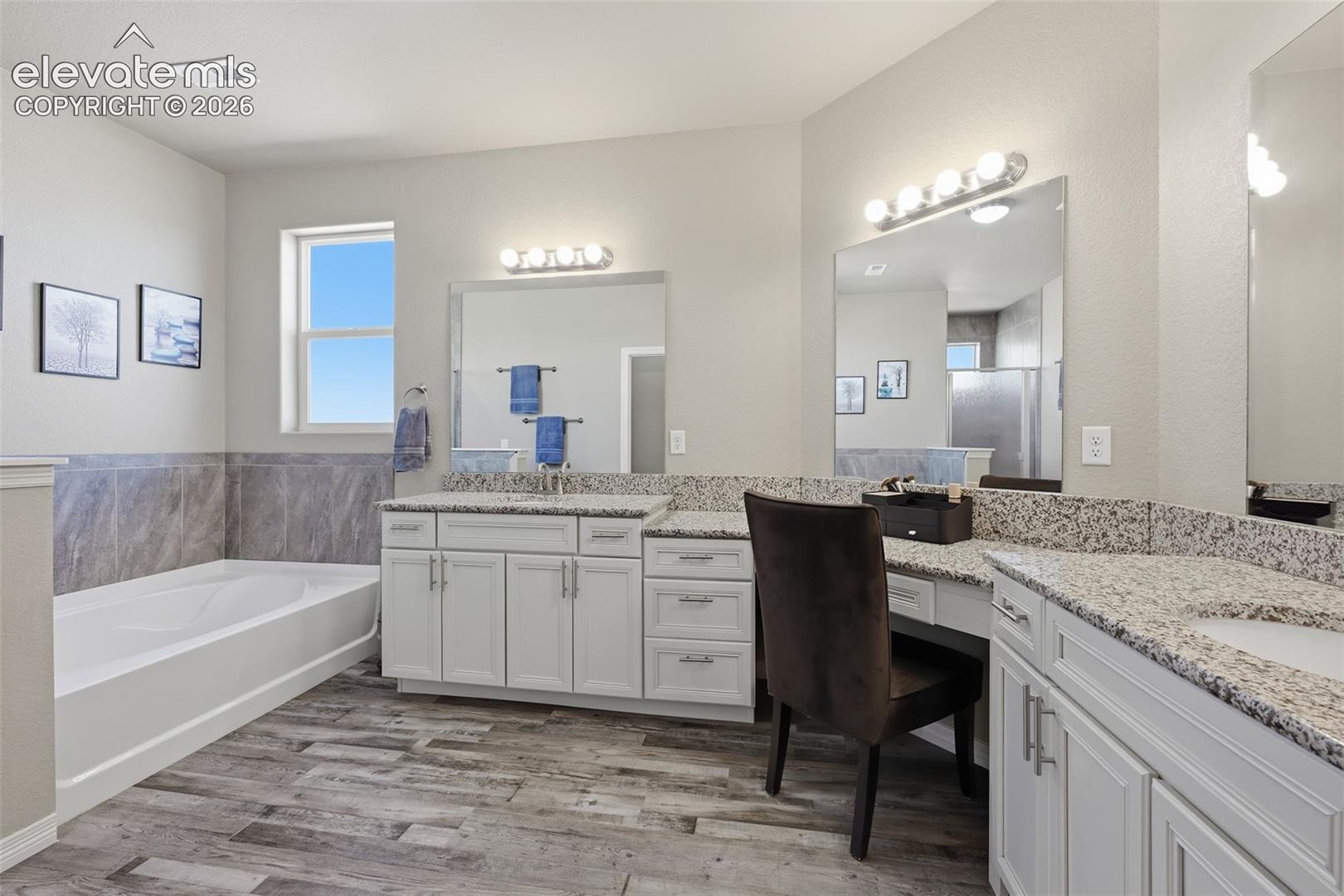Spa-Inspired 5-Piece Primary Bath with Dual Vanities, Soaking Tub & Separate Shower