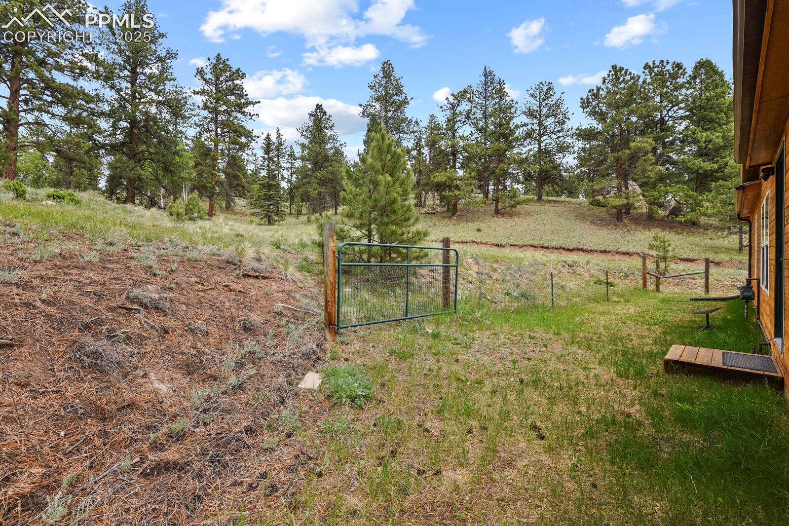 View of yard featuring a gate