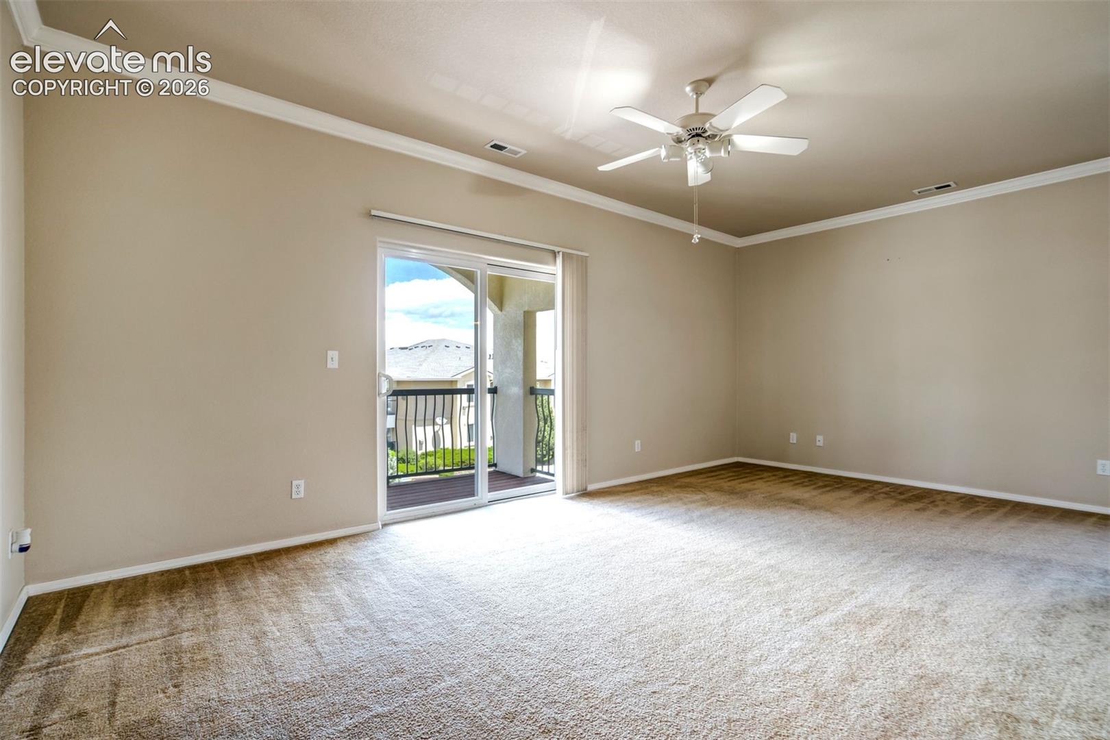 Sliding glass door to private balcony