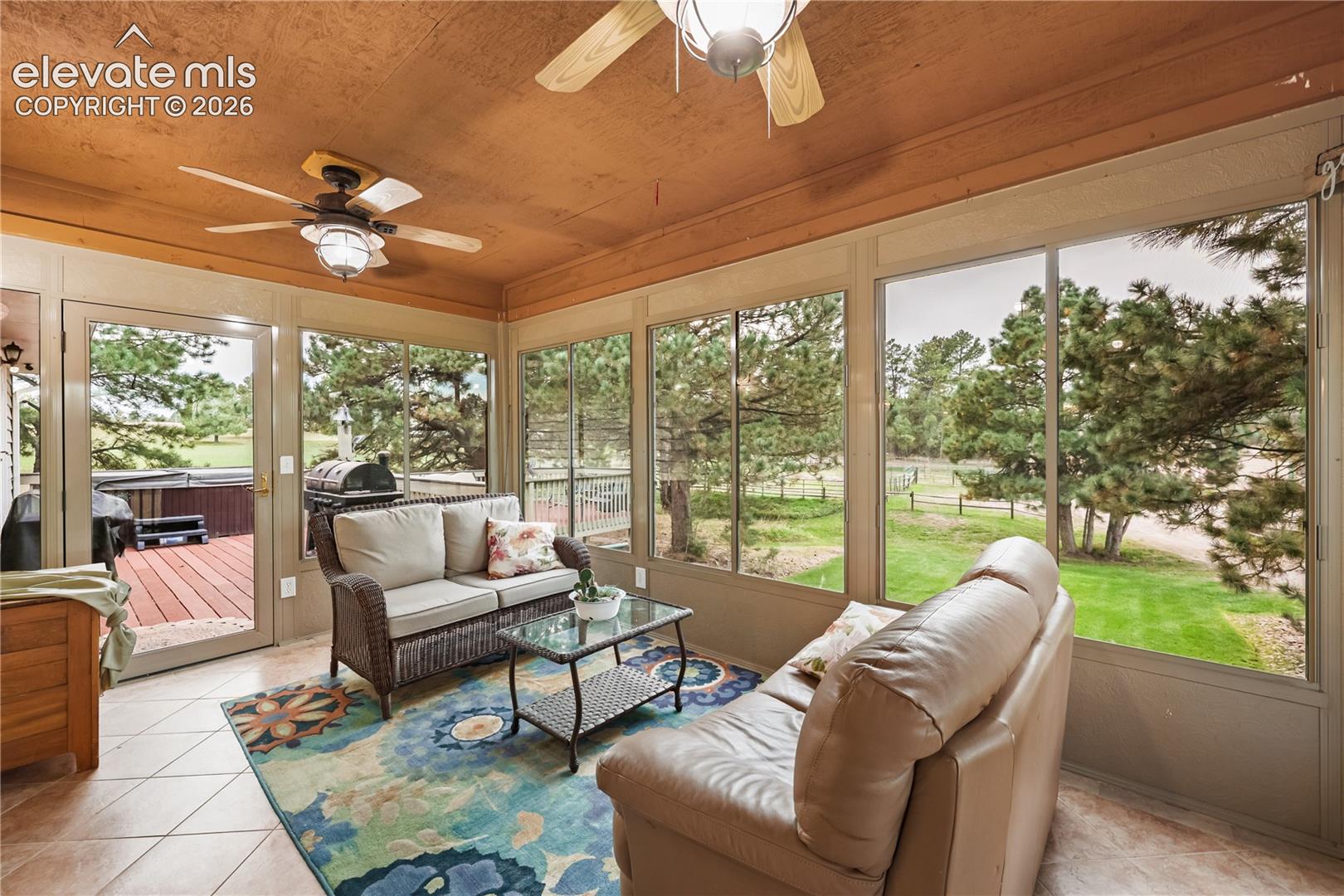 Sunroom that overlooks the horses.