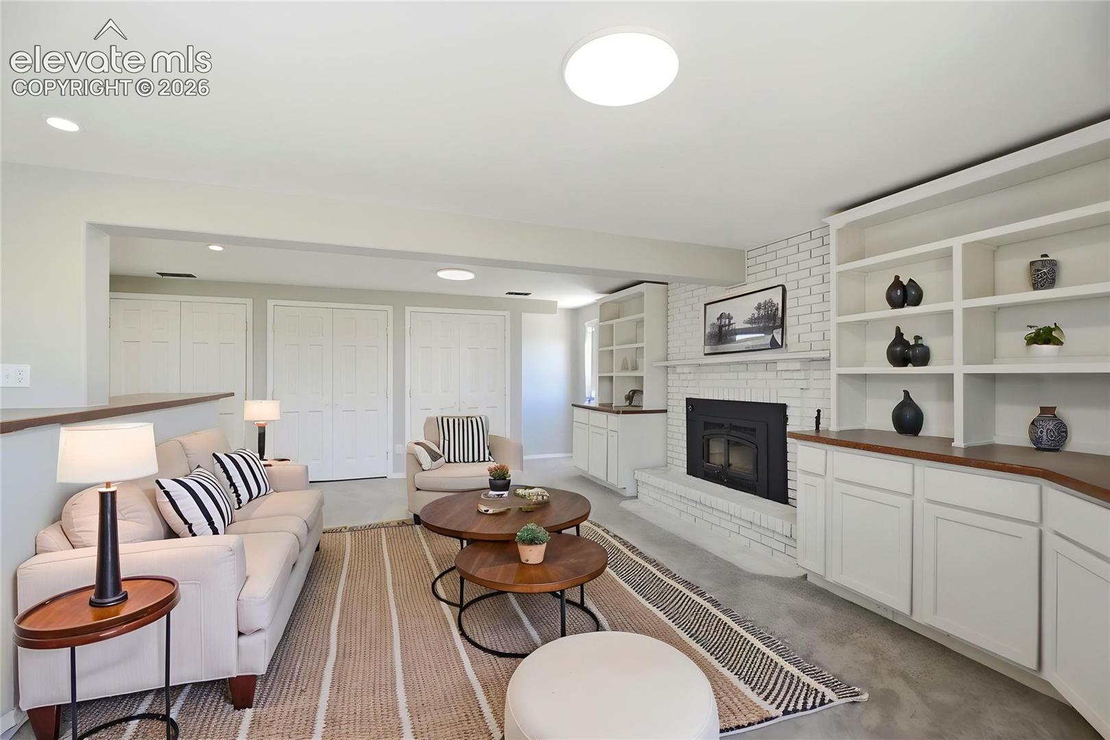 Carpet, Closets, Built Ins, Fireplace, Dry Bar