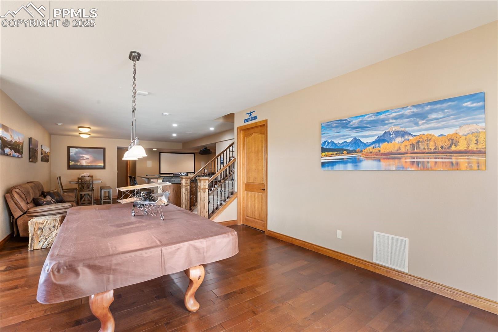 Recreation room in lower level from back walk out to dog run