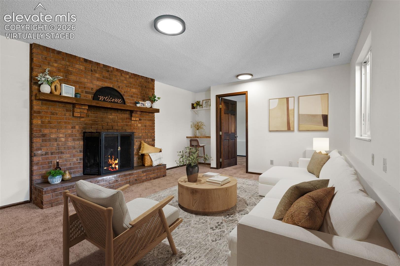 Virtually Staged; Garden Level Family Room