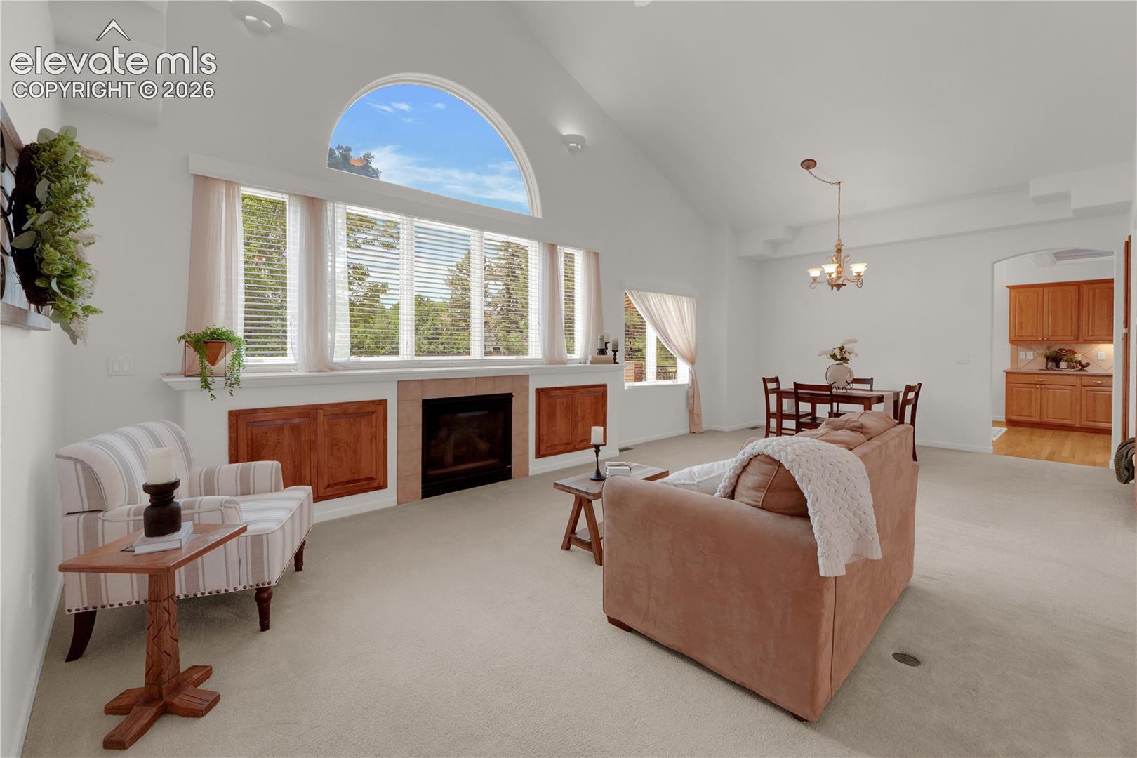 Great room with wall of windows