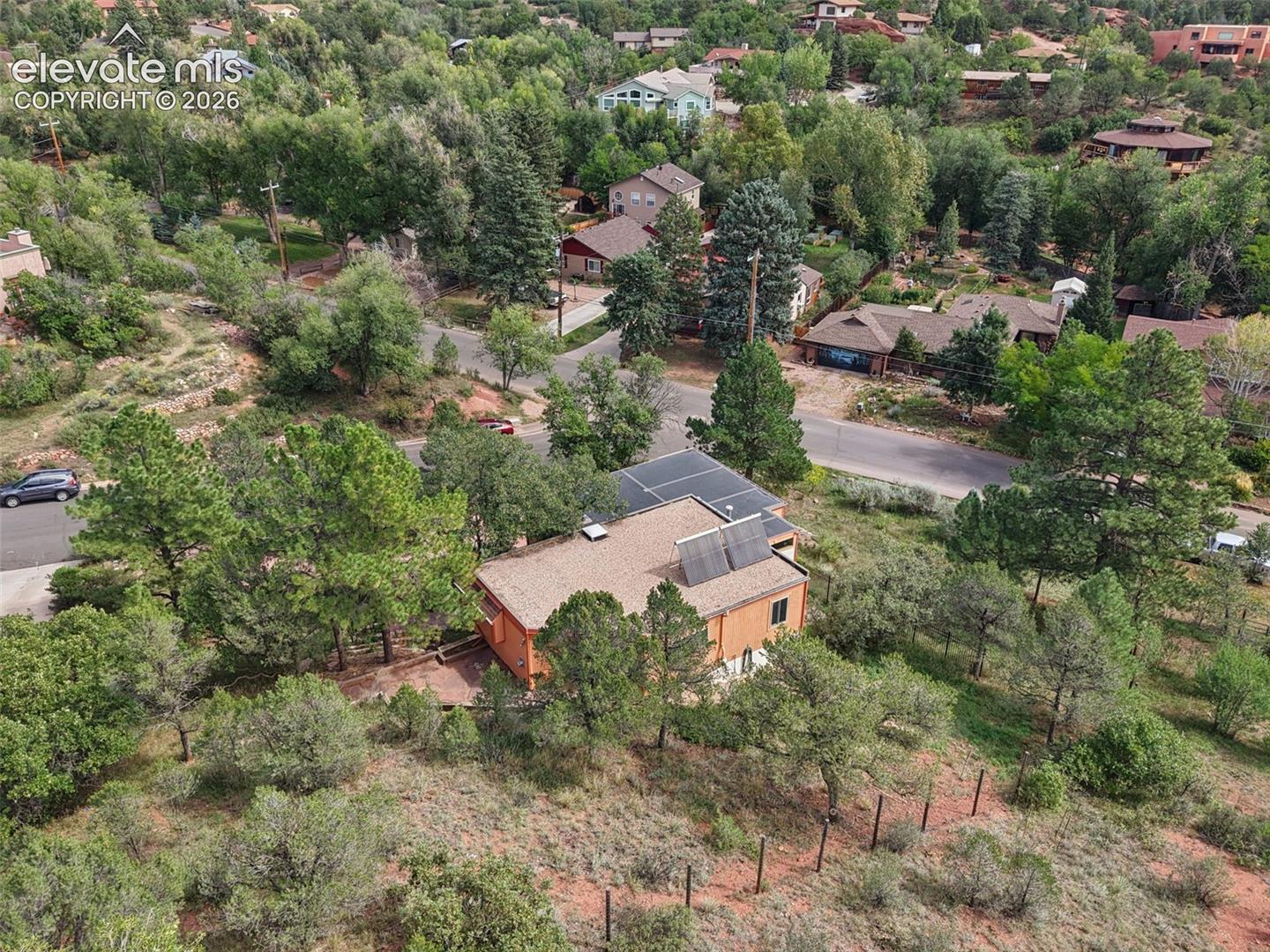 Hillside lot provides lots of beautiful views from the residence.