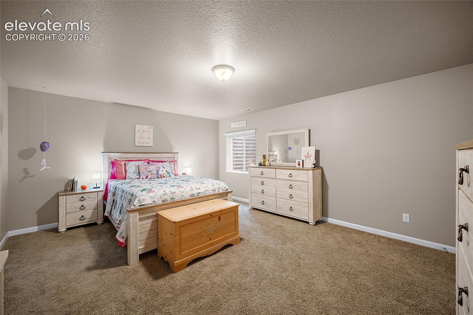 Finished basement bedroom featuring a walk-in closet.
