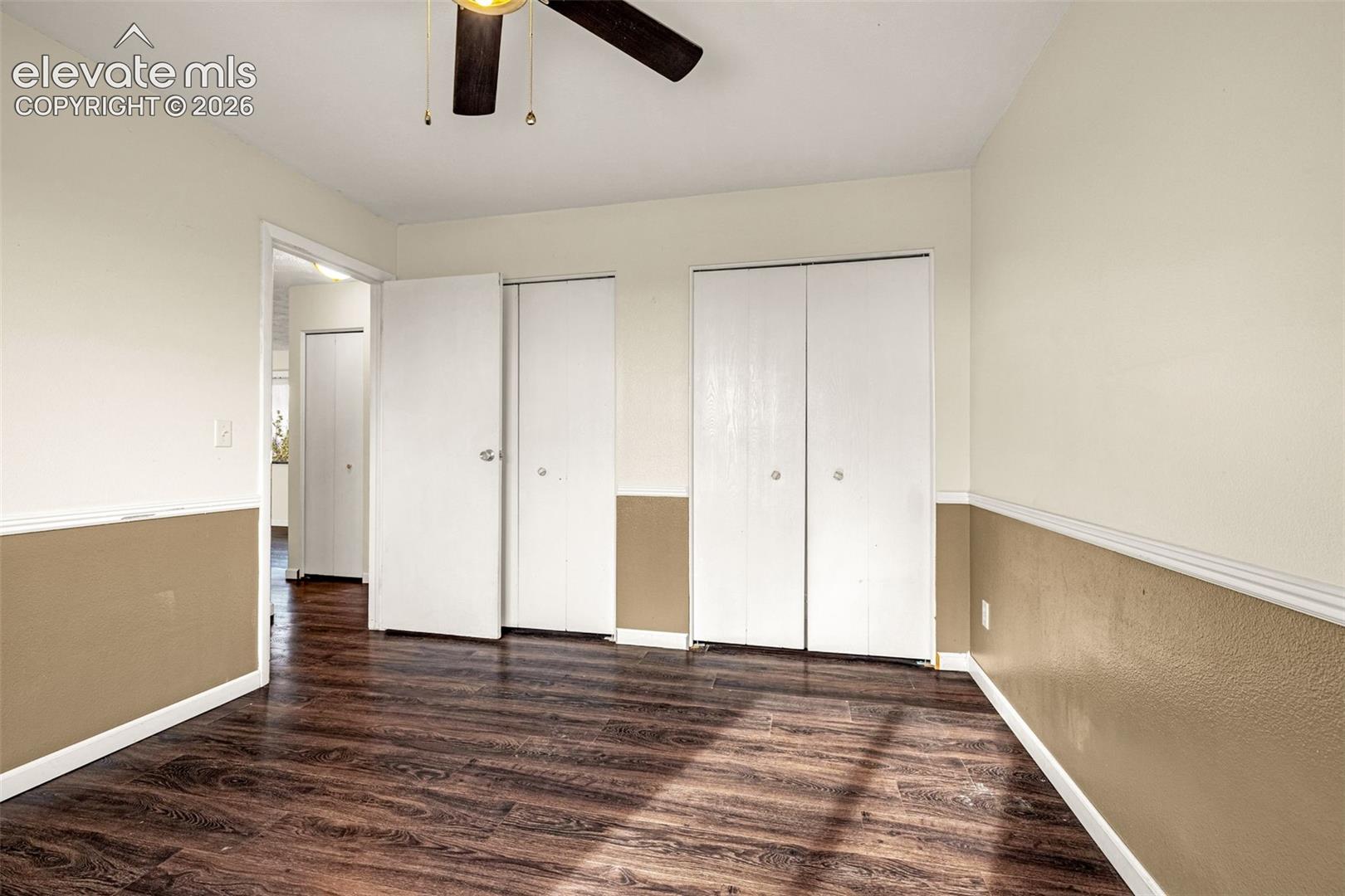 Bedroom 2 features double closets