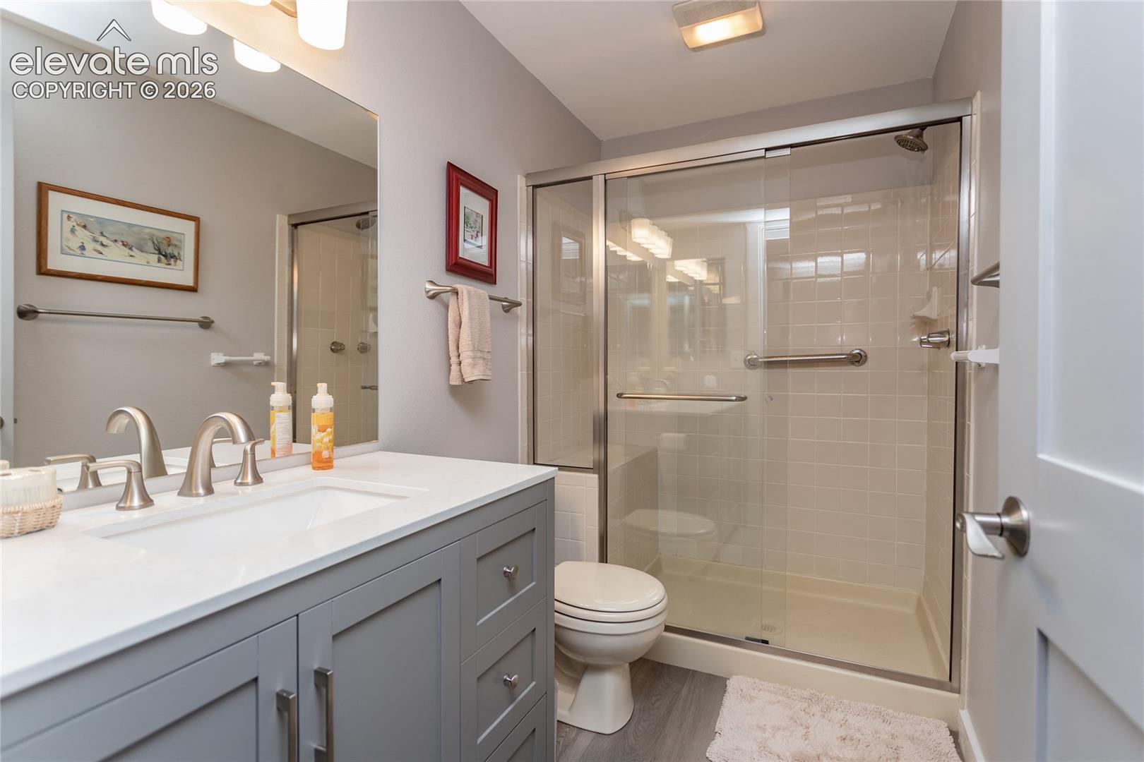 3/4 Basement Bathroom with Full Shower and Quartz Countertop