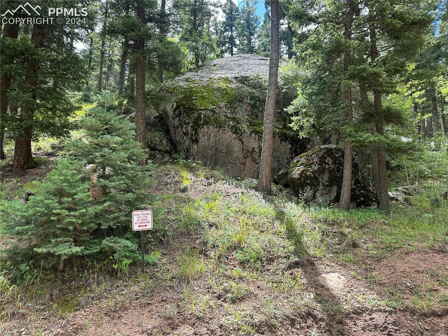 Rock outcropping near entrance of lot