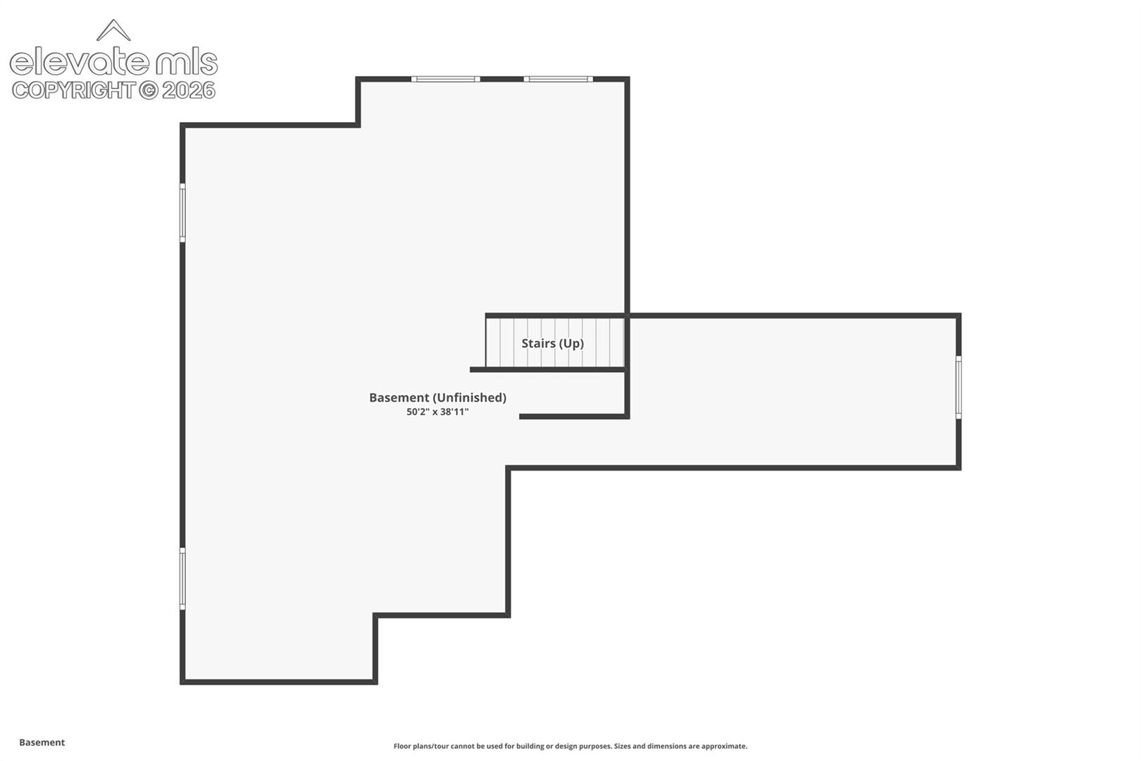Basement floor plan, unfinished