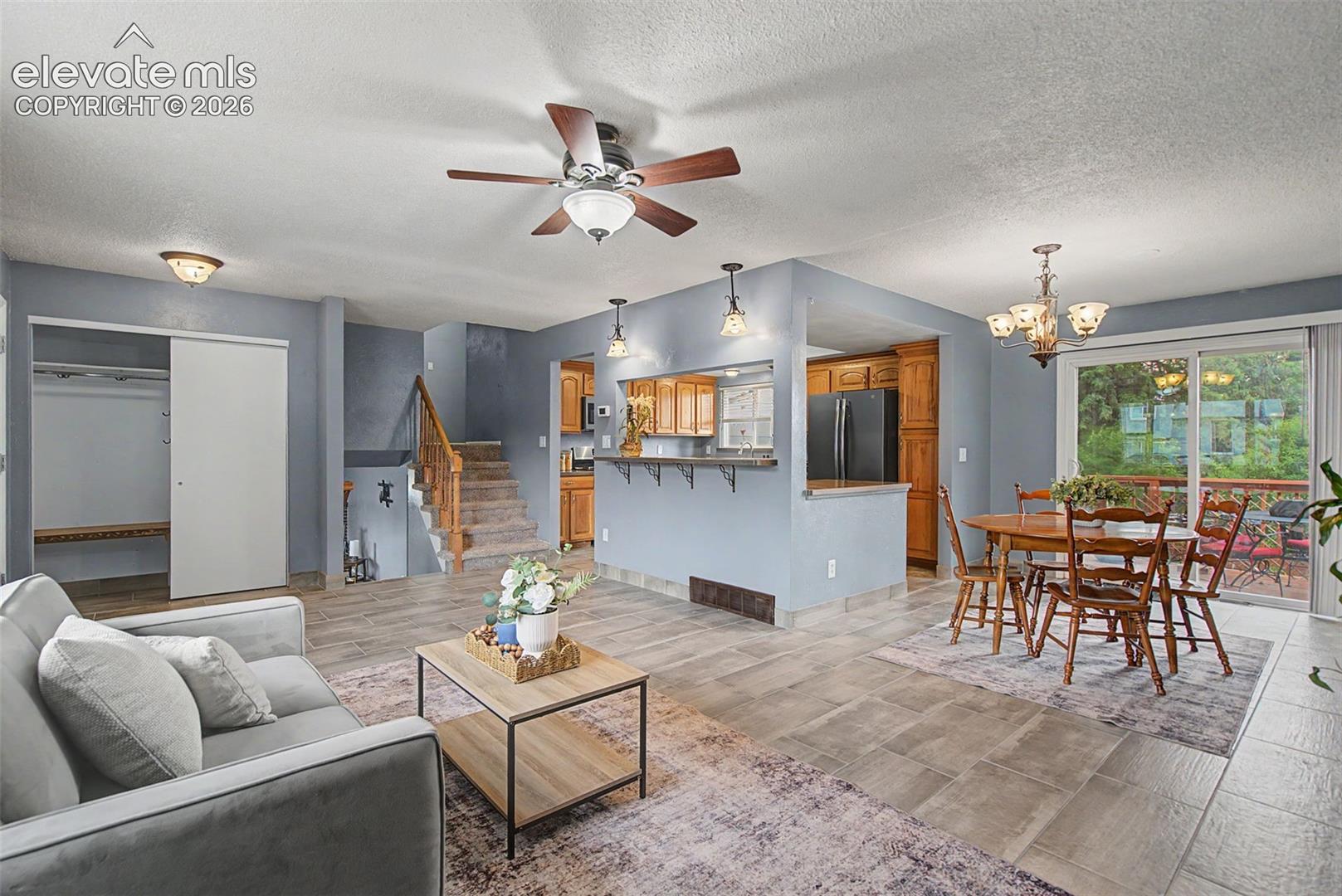 Living Room with Easy Kitchen Access