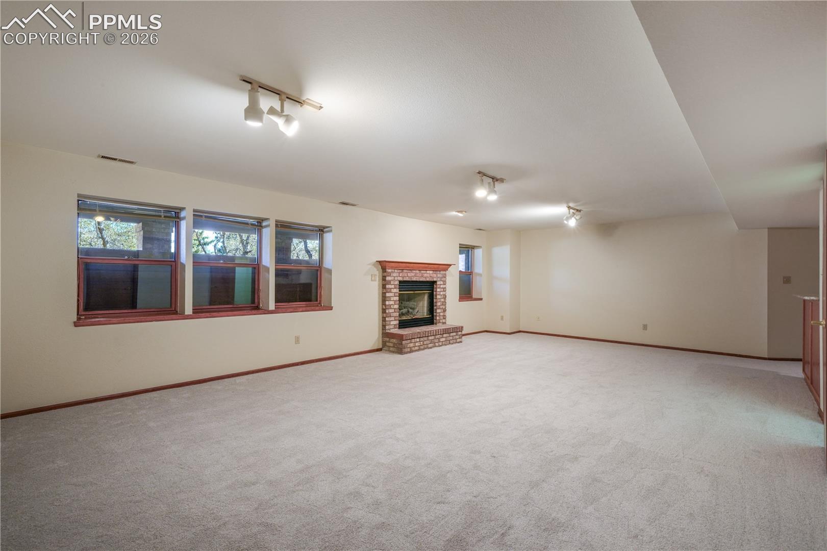 Basement family room, new carpet