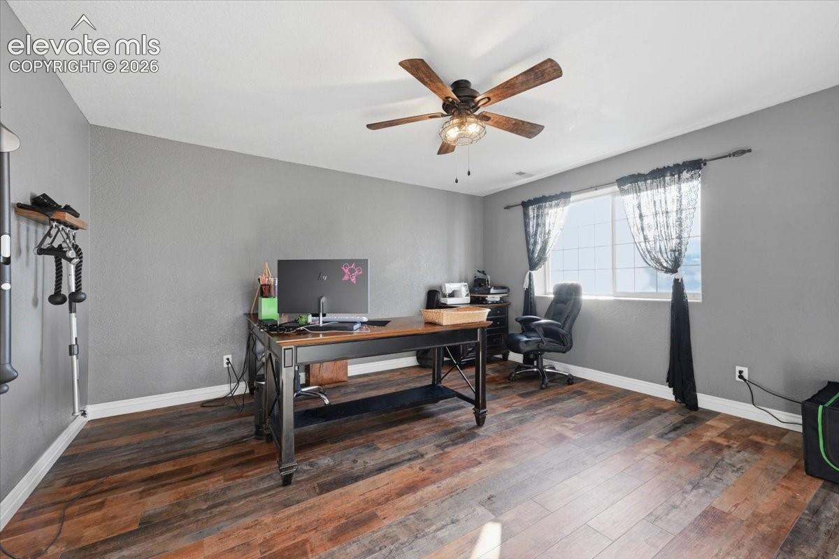 Basement bedroom, currently used as office