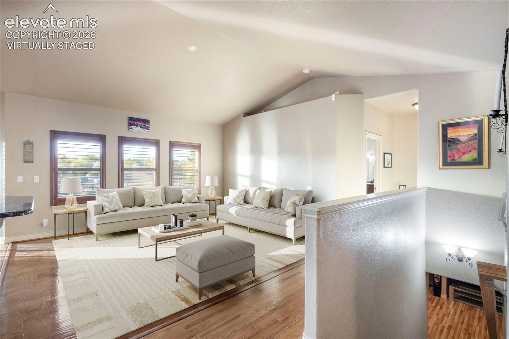 Virtually Staged, wood floors and large windows