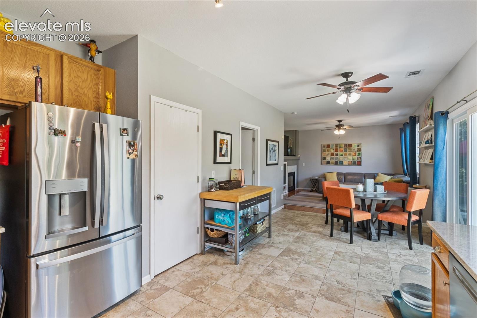 Looking at dining area from kitchen.