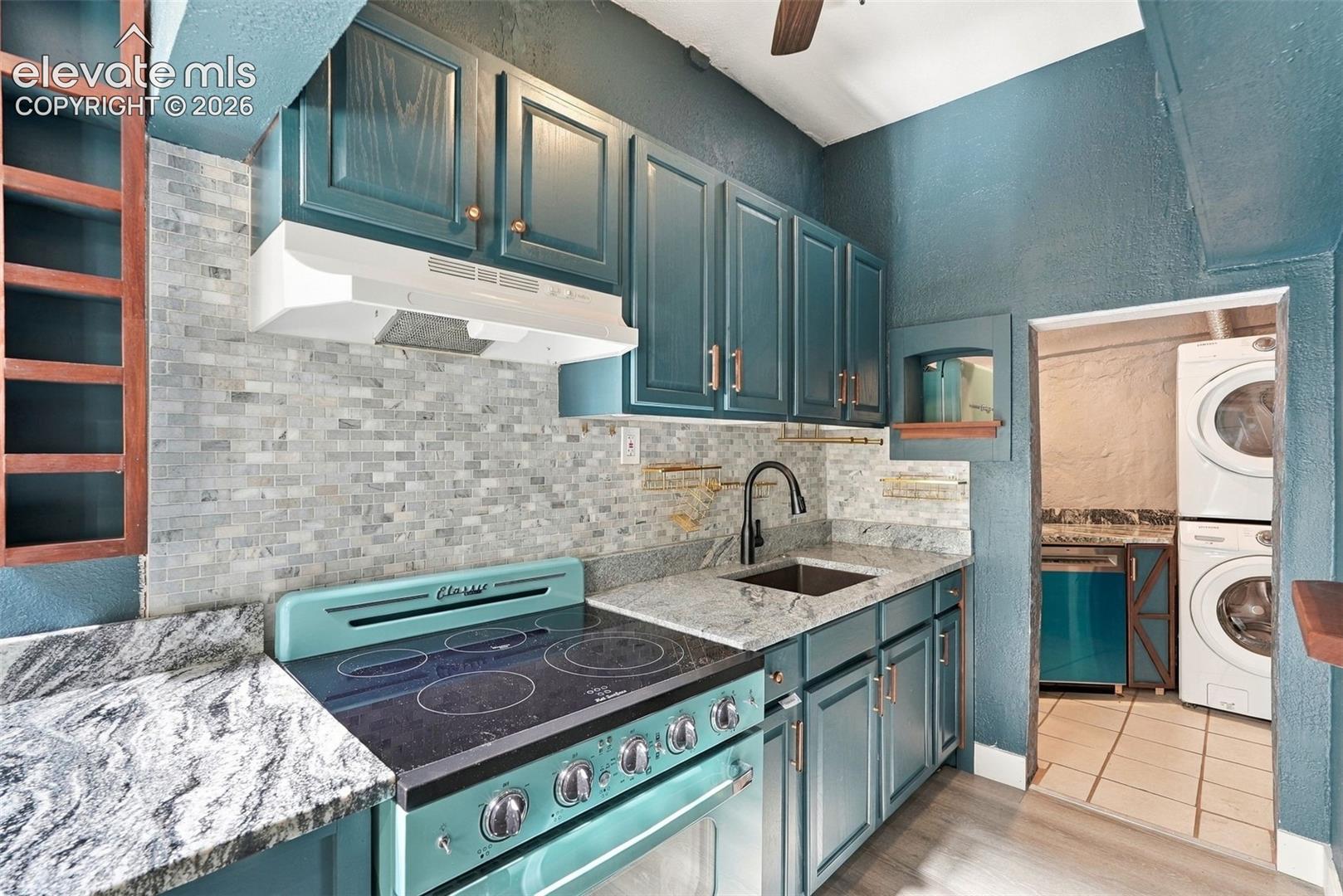 Range hood, Sink with Bottle Washer Faucet Setting, Service Window