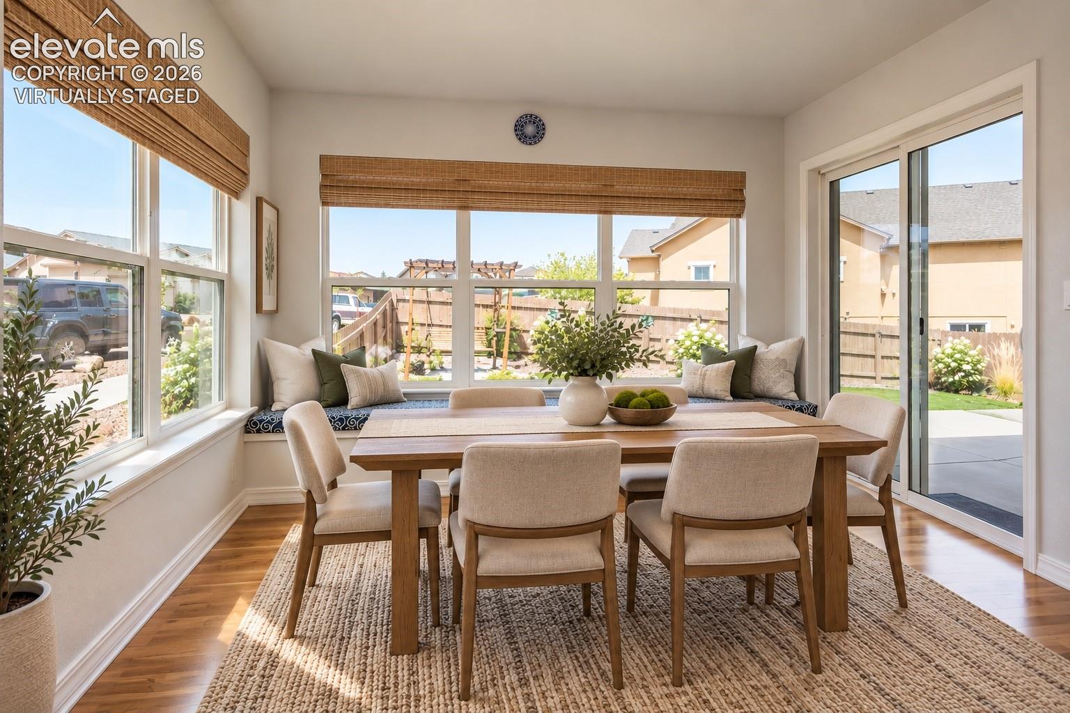 Virtually staged dining area