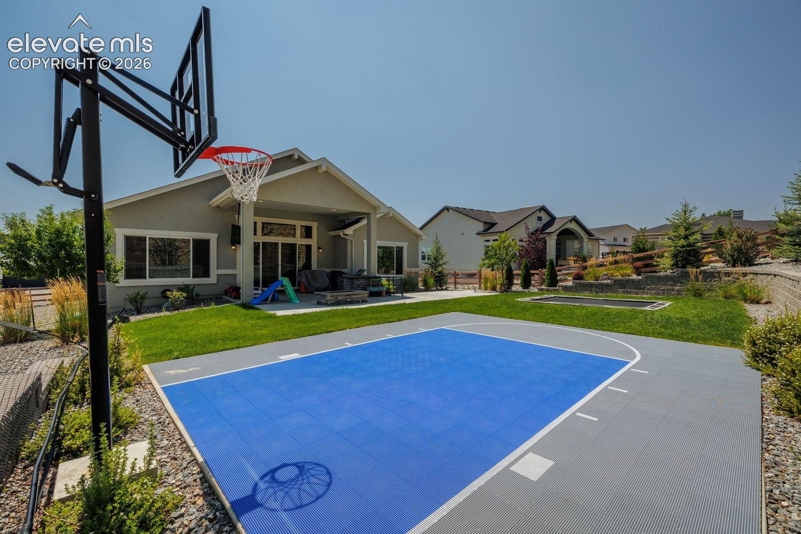 Basketball set up with may