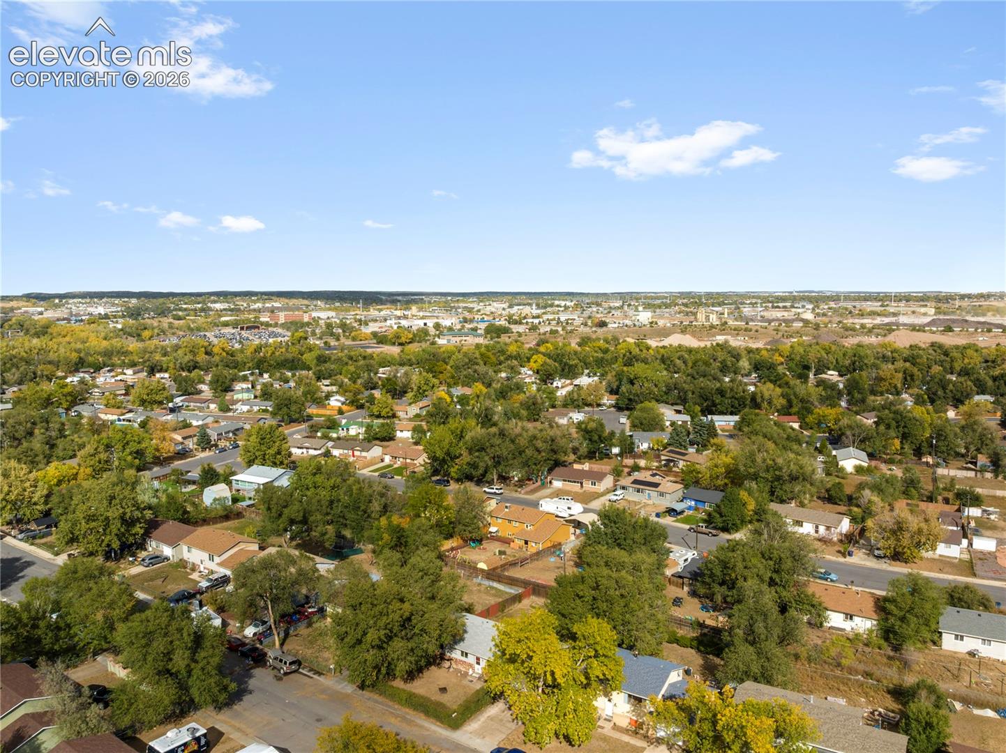 Aerial view of back of structure facing northeast