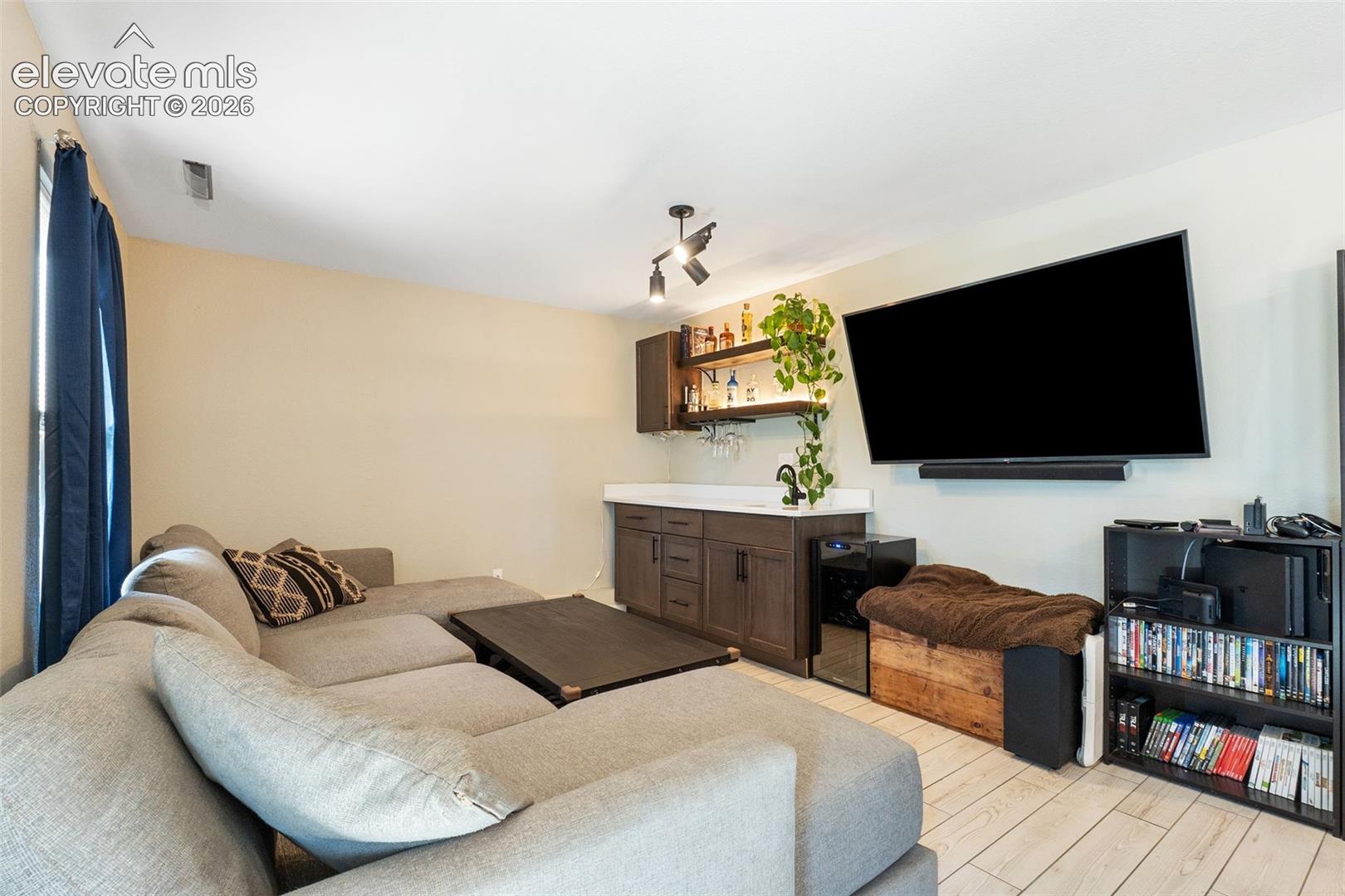 Great wetbar and movie night area