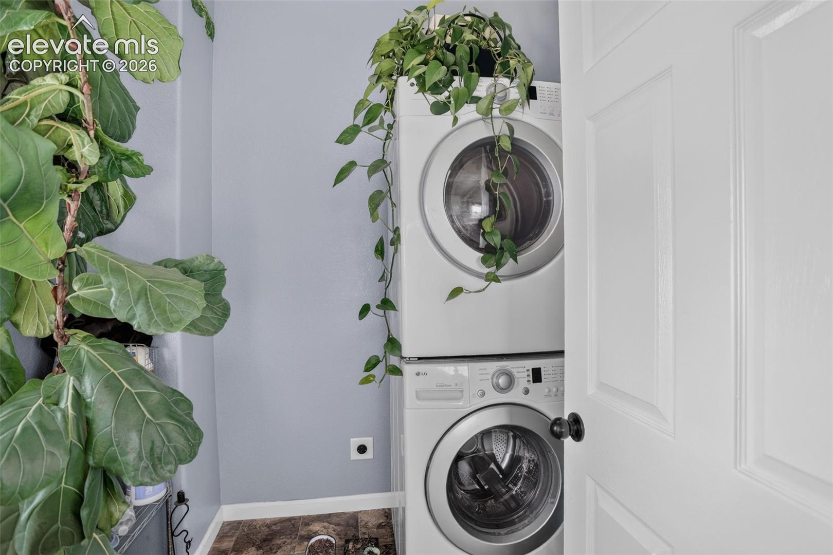 Convenient laundry room.