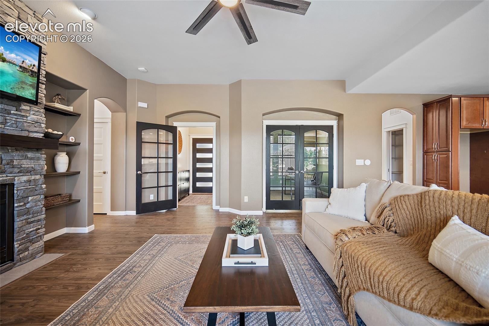 Living Room looking toward office and foyer
