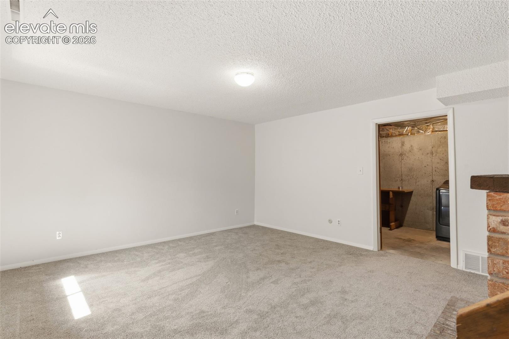 Basement Family Room w/ wood burning fireplace