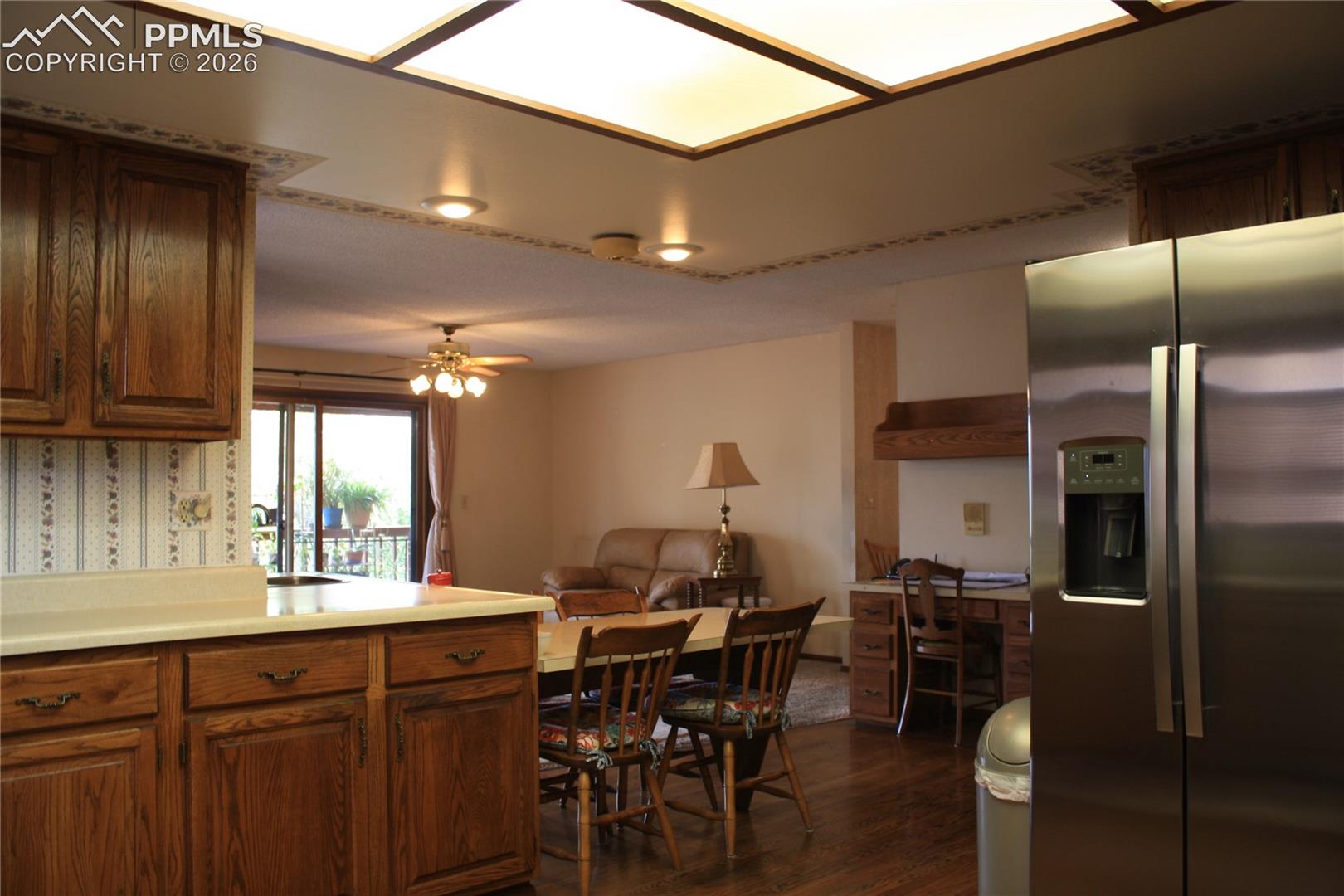 Kitchen view into Family Room