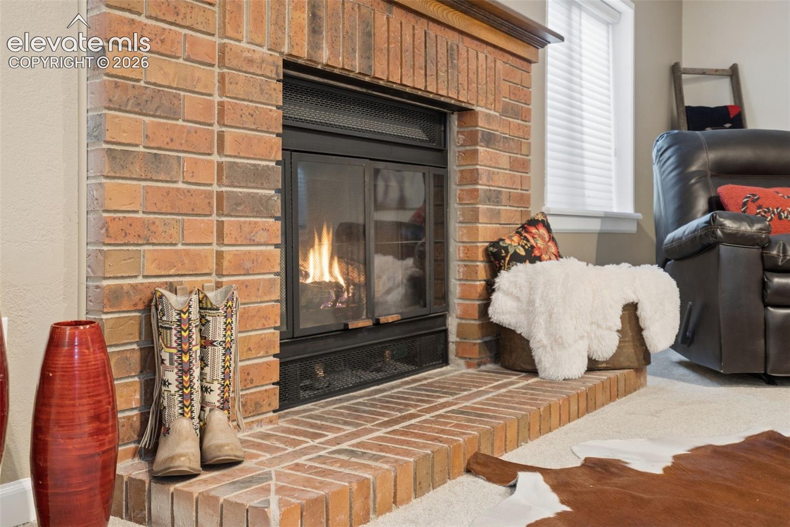 Wood burning fireplace adds cozy ambience!