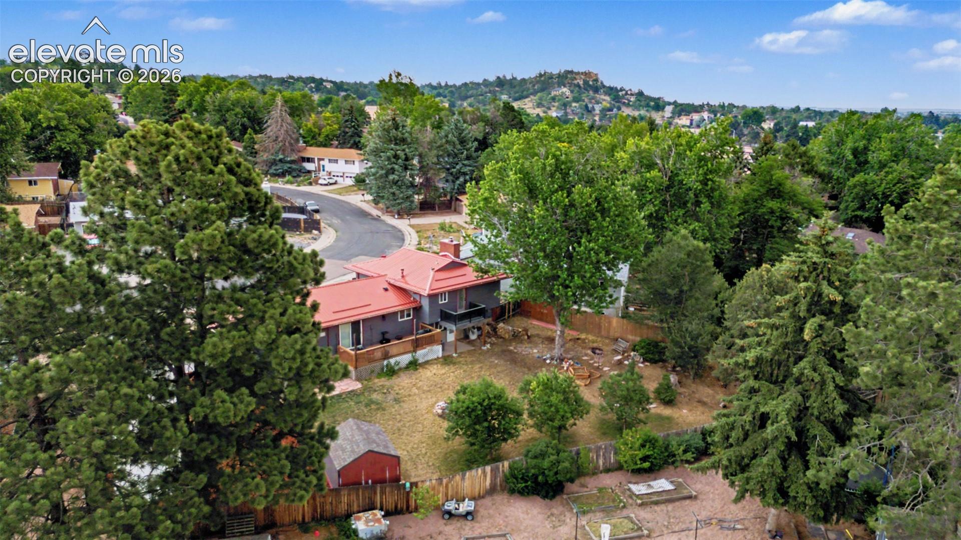 Overhead View of Home & Mature Trees