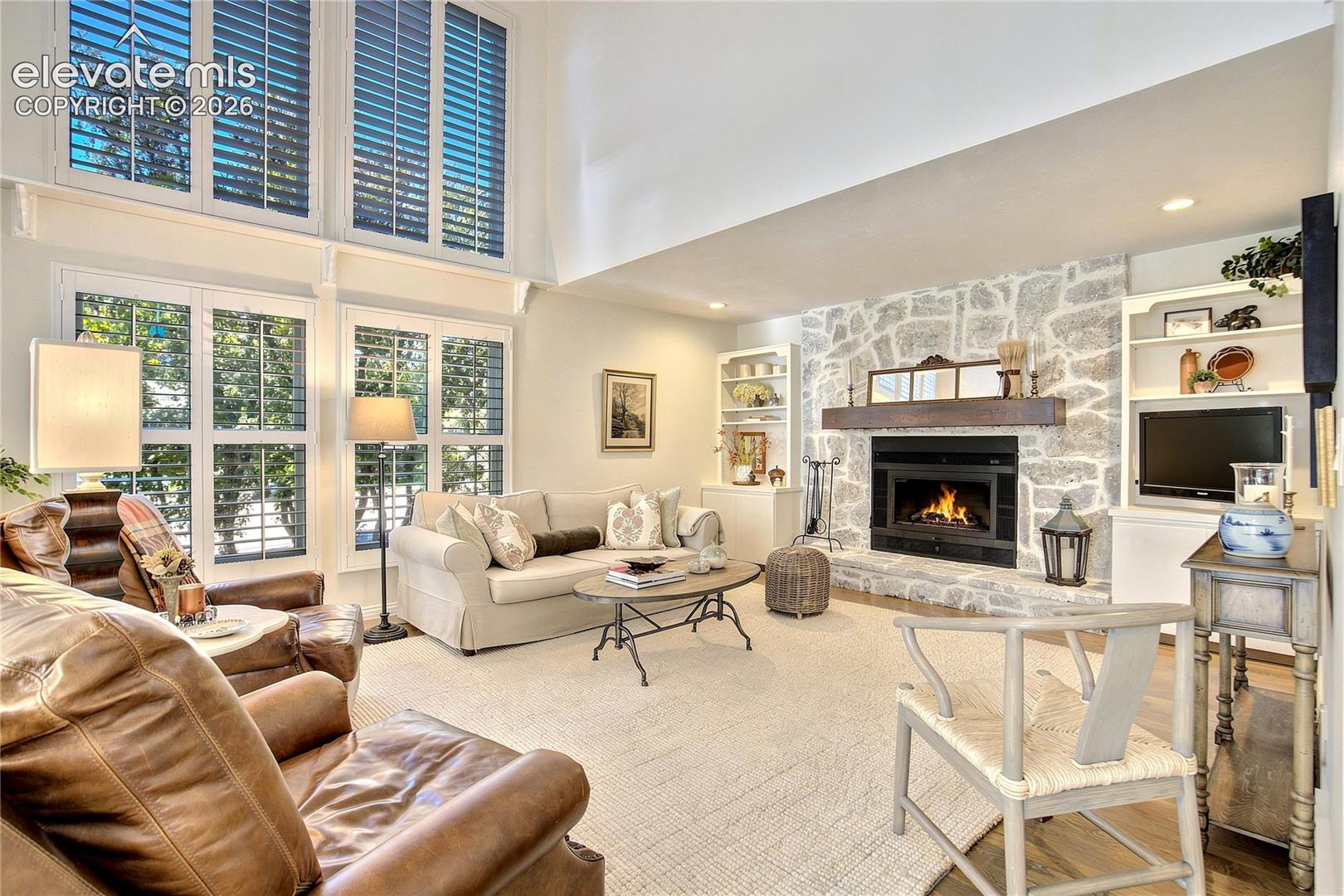 Grand in scale yet inviting in feel, the great room captures the home's distinctive architectural personality.