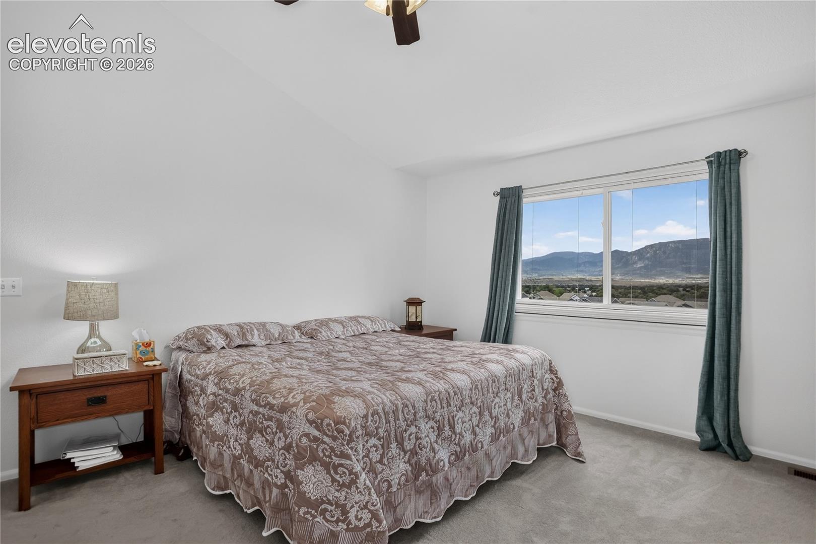 Primary suite w/ vaulted ceiling - upper level