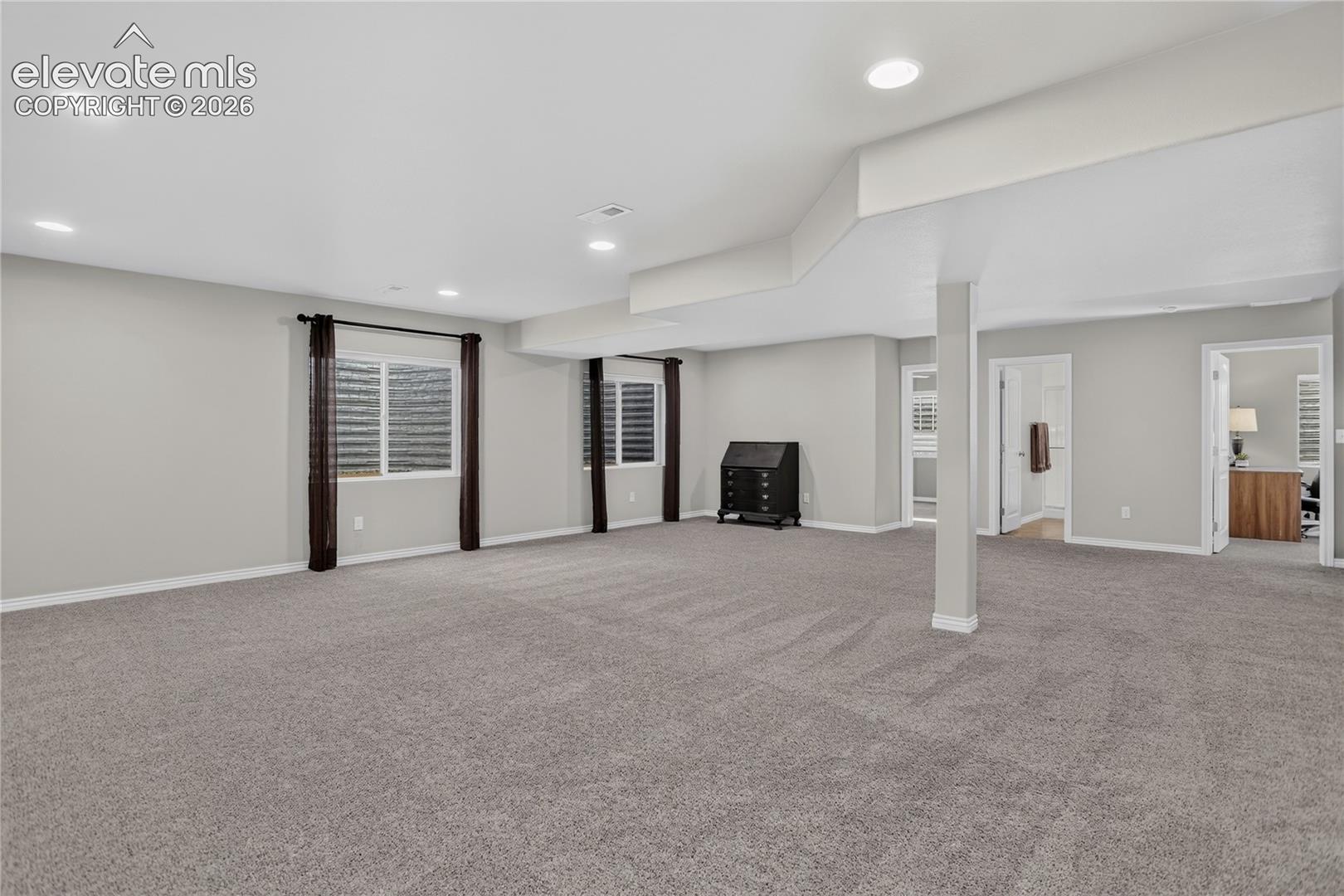 Expansive lower level family room