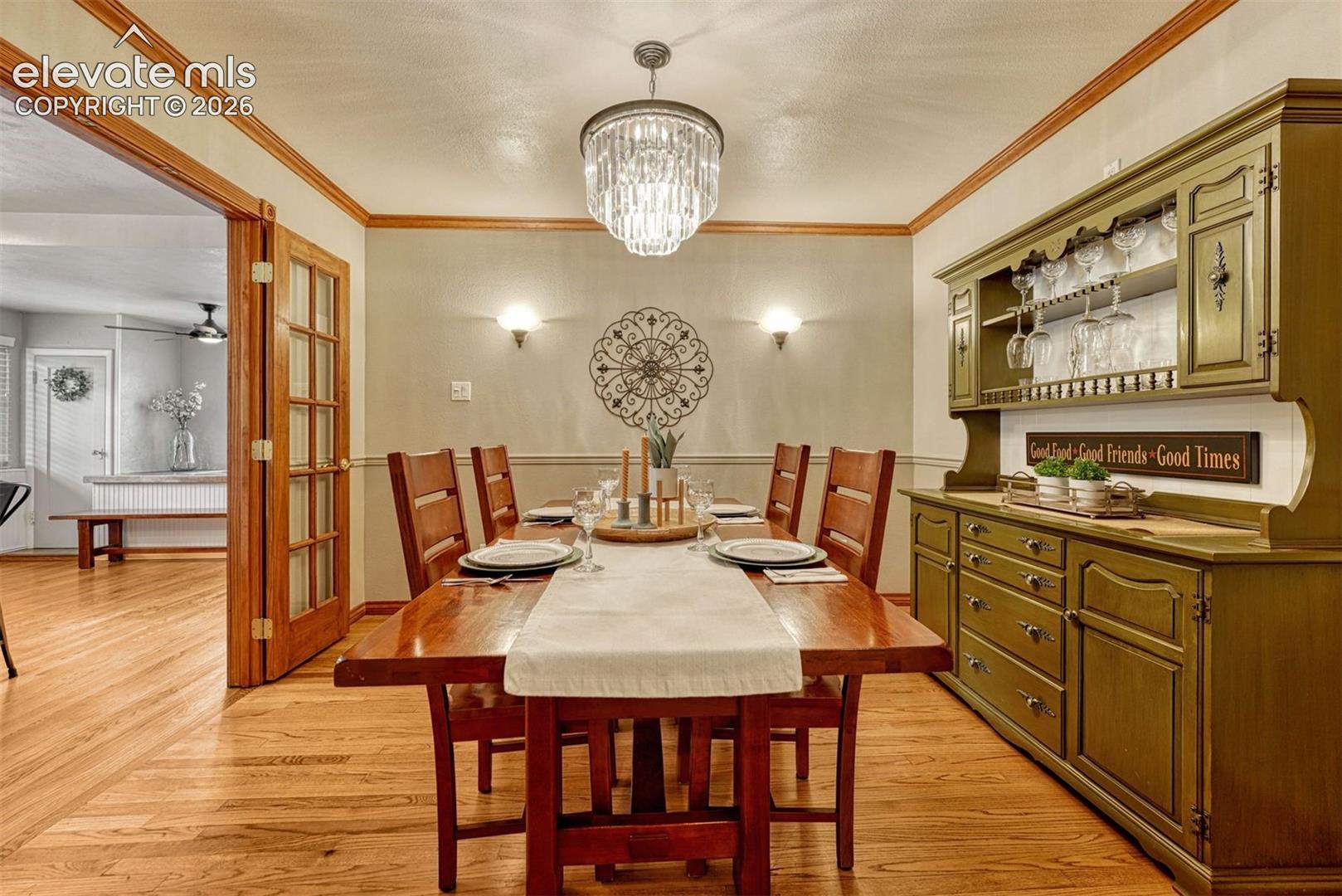 Dining Room with French Doors to kitchen.
