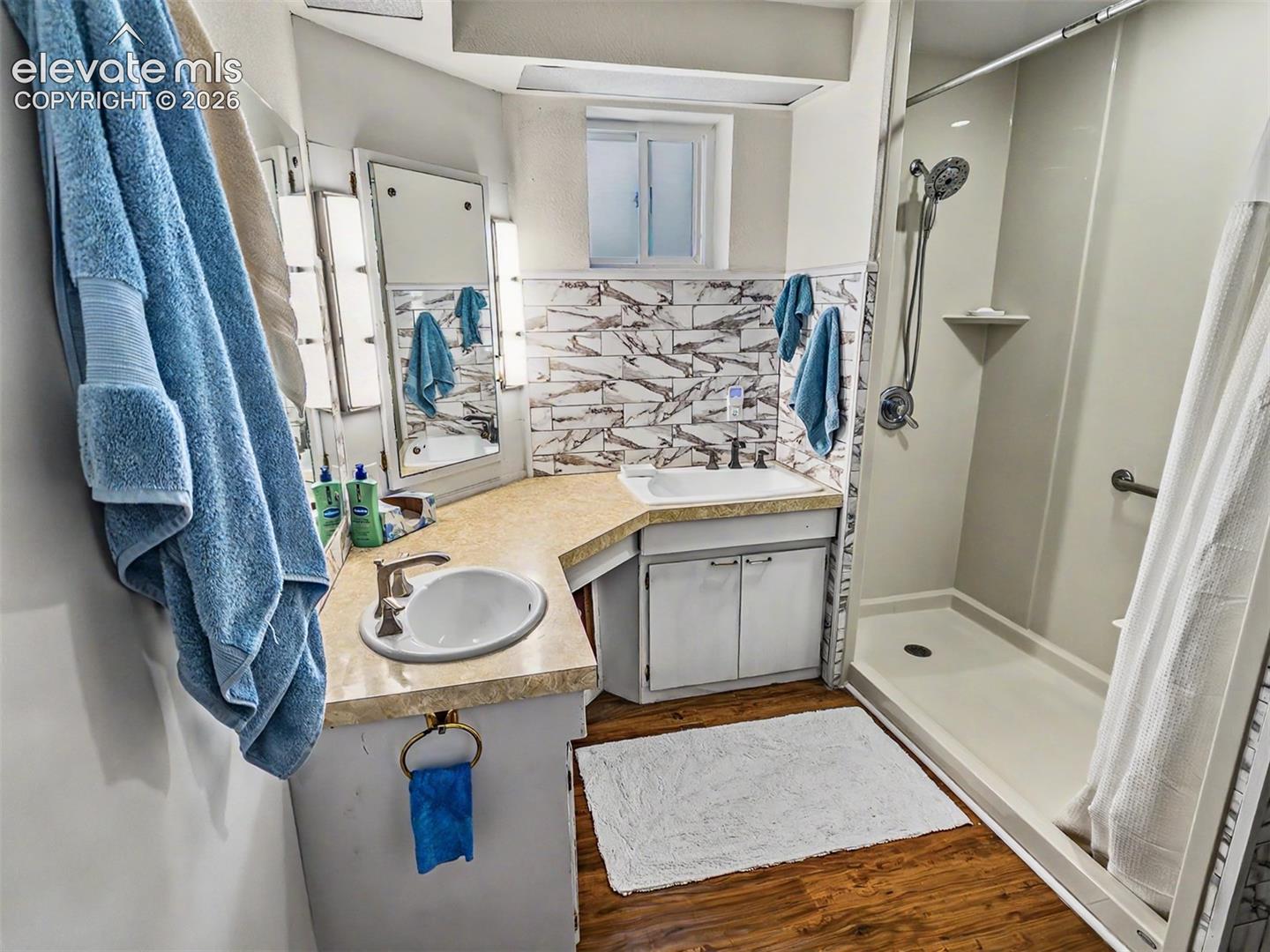 Double Sink and Walk-in Shower