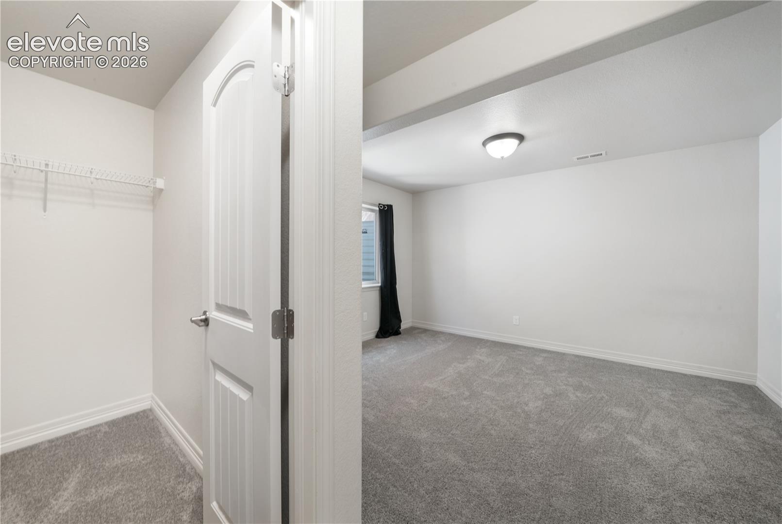 Basement 4th bedroom with large walk in closet and new carpet