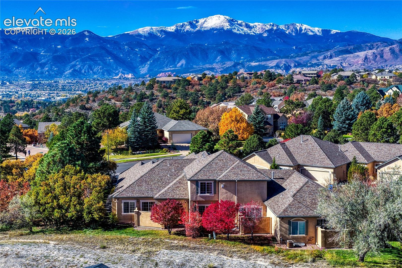 Stunning panoramic Pikes Peak and the Front Range mountain views visible from the neighborhood
