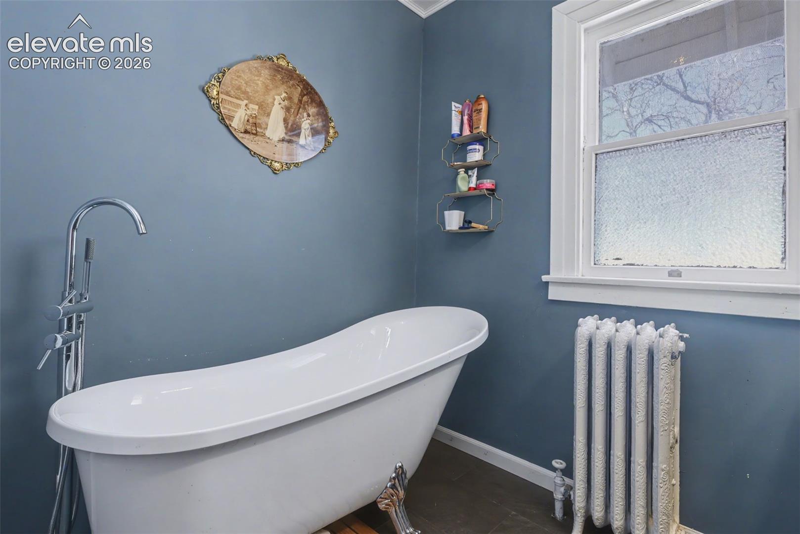 Upper level bathroom with clawfoot tub