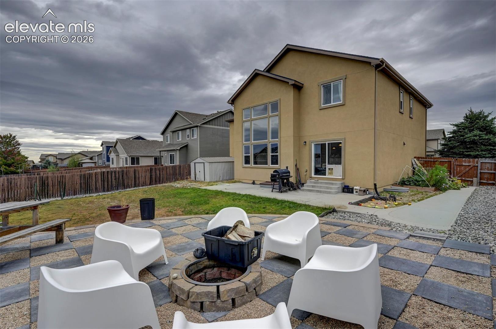 Fire pit on the paver patio