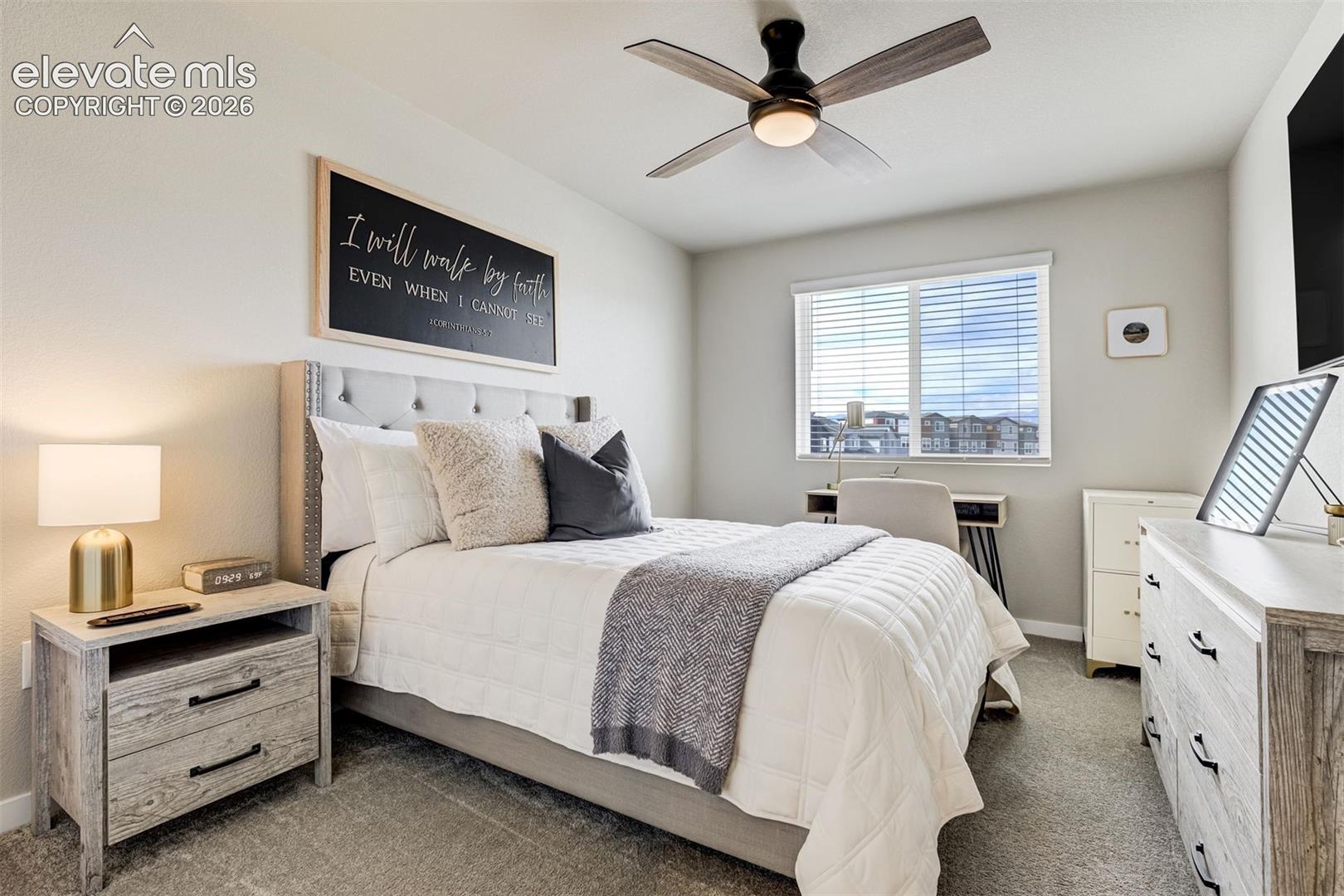 Upstairs bedroom with view of Pikes Peak