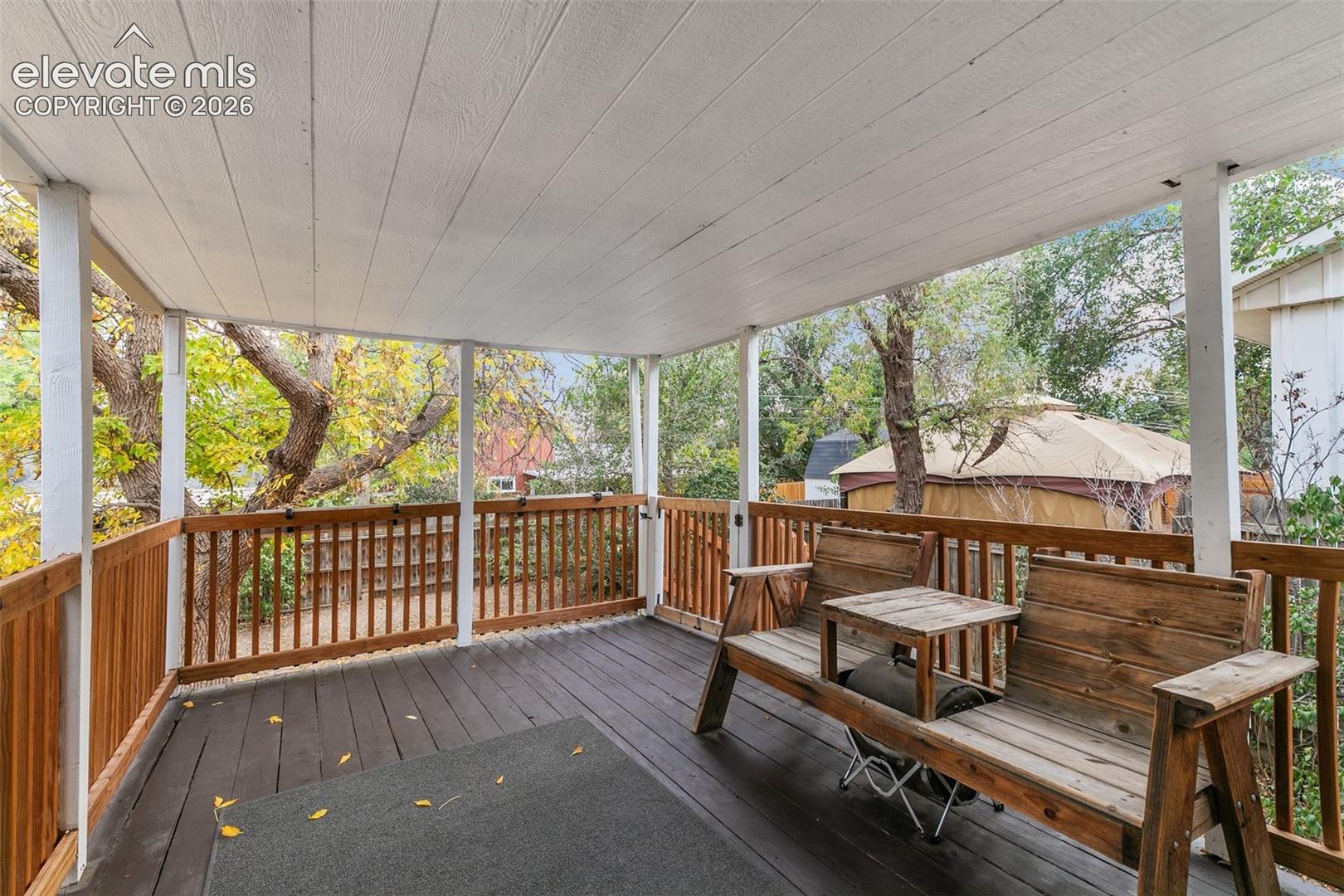 Large, beautiful back covered deck