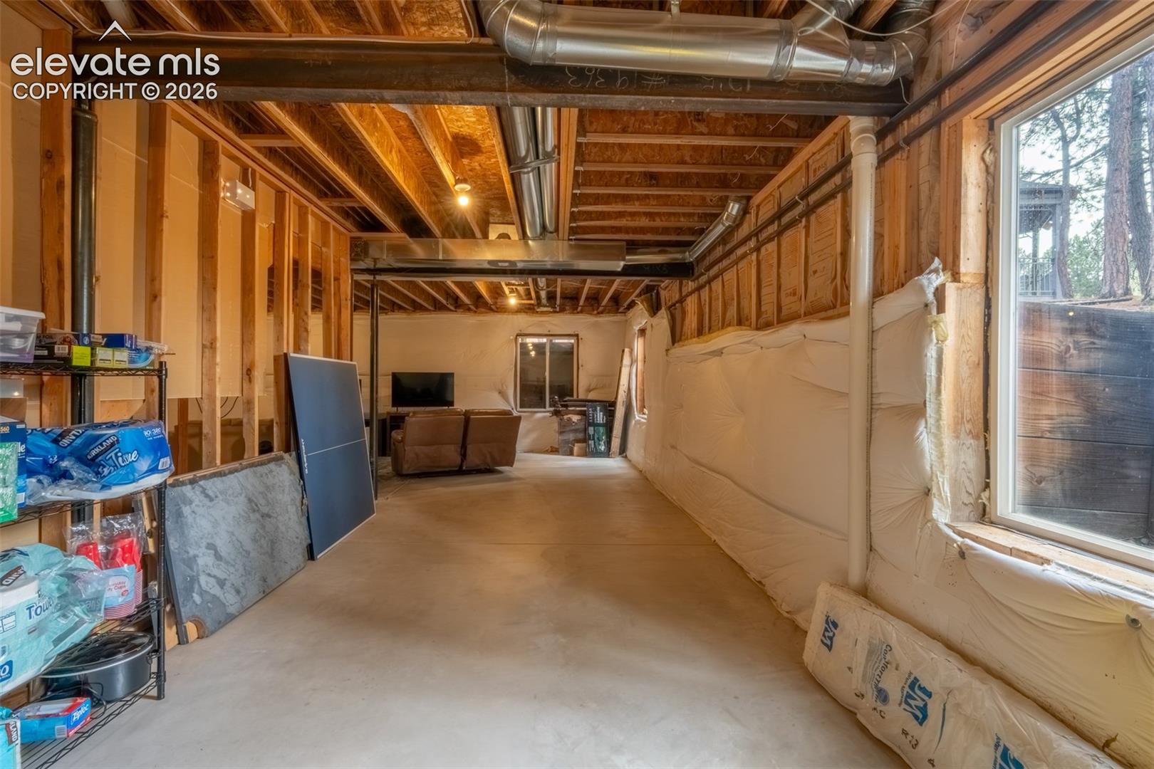 Unfinished nearly 1600 sq ft basement with multiple window egress 